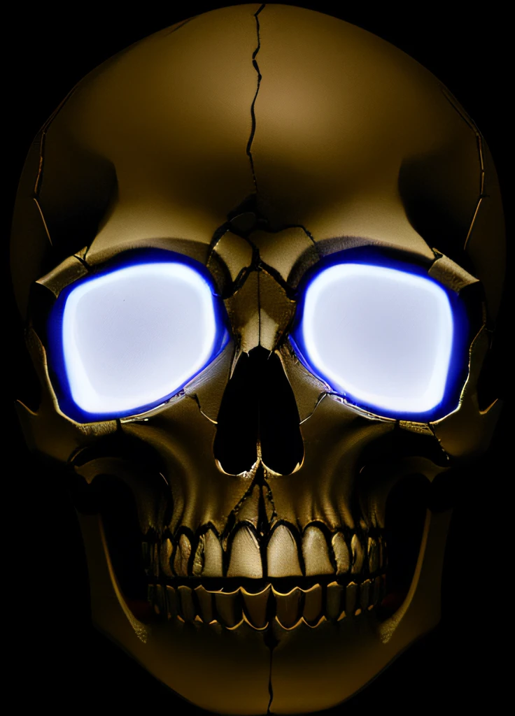 arafed skull with bright eyes and a broken jaw, skull, metal e olhos brilhantes, glass skull, morphing skulls, skull like, skull liminal void background, caveira, Olhos Brilhantes Estranhos, ossos brilhantes, skull face, skull head, alien skull, olhos brancos brilhantes, skull on the screen, fantasy skull, titanium skeleton, metal skull with red eyes