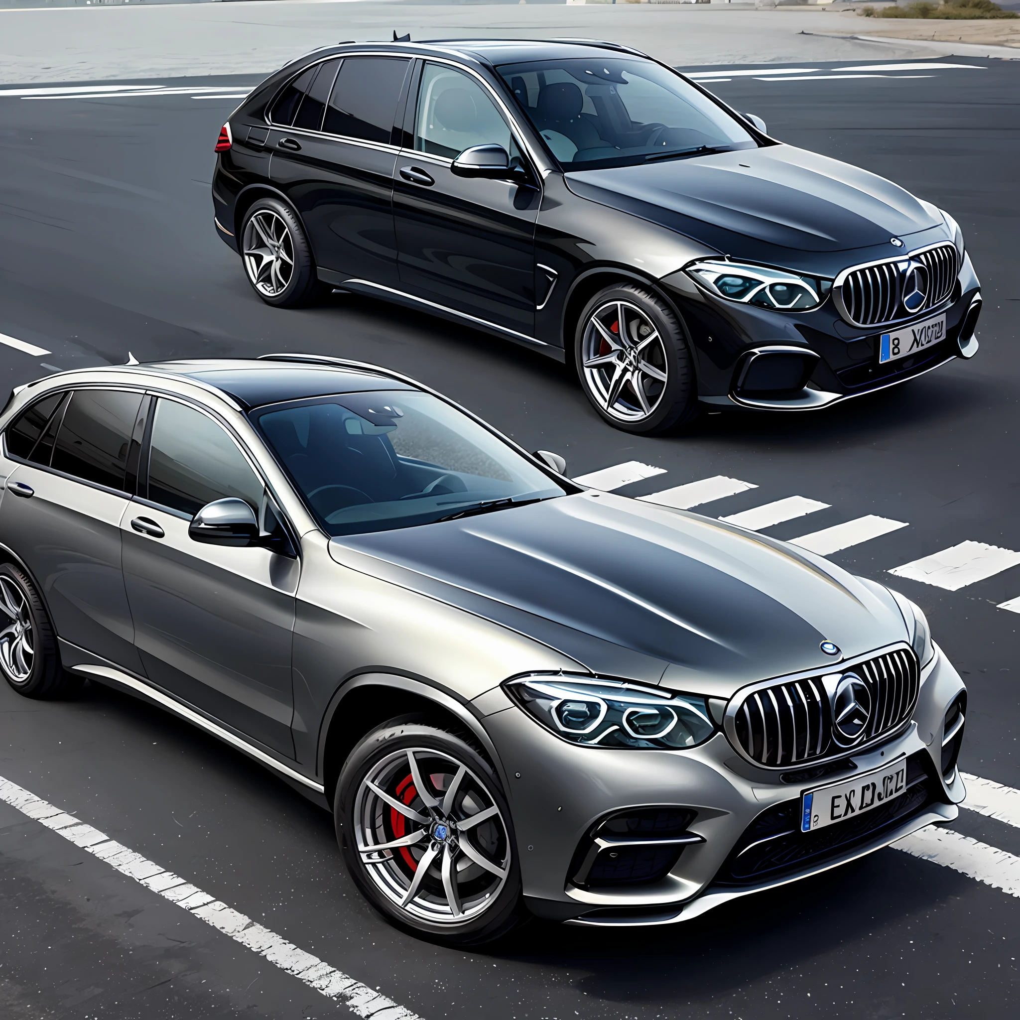 mix a Mercedes E-Klasse with a BMW X5 colour without big wheels