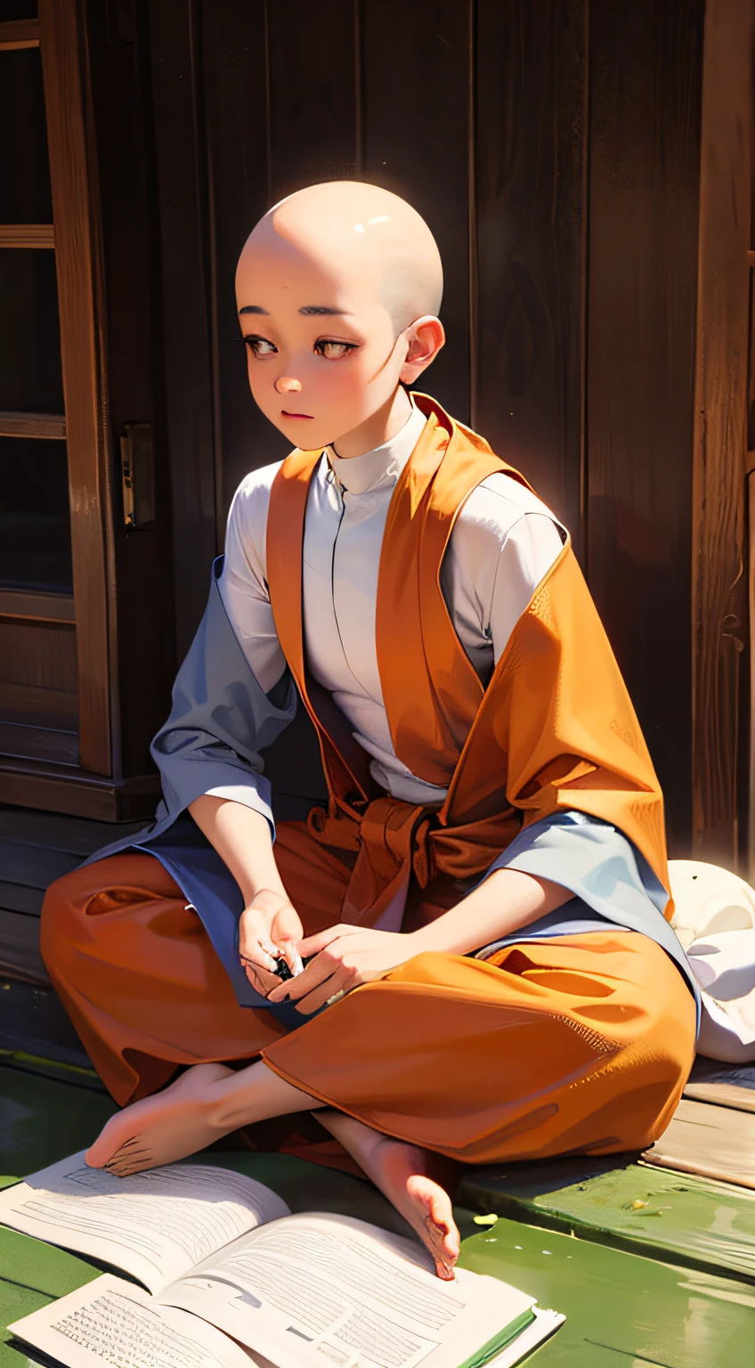 Image of a realistic monk doing meditation --auto