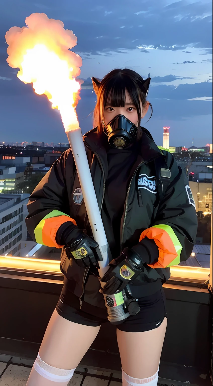 insurrection、Nuclear power plant in the background、Terrorist groups、Fluorescence Headgear、short-haired、bleu hair、Ignite fire from a flamethrower、、14years、gas masks、gh socks、Rooftop at night、tits out、Large gas mask、fur-coat、dictator、Big dragon tattoo、Tattoos all over the body、Glowing headgear、On the rooftop、Huge background is a neon sign、Leather gloves、long boots、Holding a Japan sword、Baseball armor、insurrection、Nuclear power plant in the background、Terrorist groups、Fluorescence Headgear、short-haired、bleu hair、Ignite fire from a flamethrower、middle school girl、1sks、high socks、Roofp at night、City on fire in the background