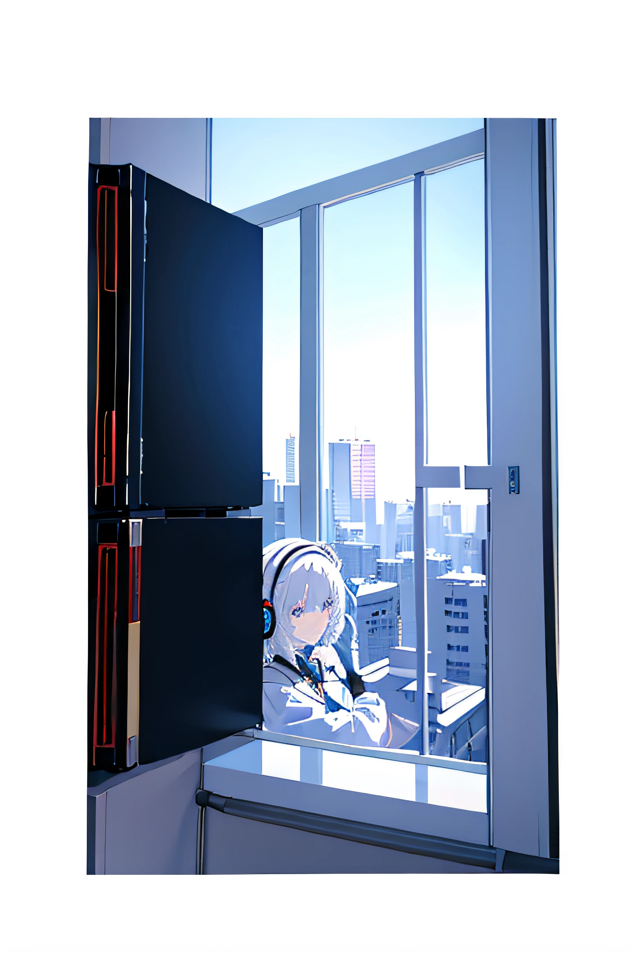 Anime girl with white hair and headphones looking out the window, style of anime4 K, White hair anime boy, Best anime 4k konachan wallpaper, Anime style illustration, Anime art wallpaper 4k, Anime art wallpaper 4 K, Anime wallpaper 4 k, Anime wallpaper 4K, Anime style. 8K, 4K anime wallpaper