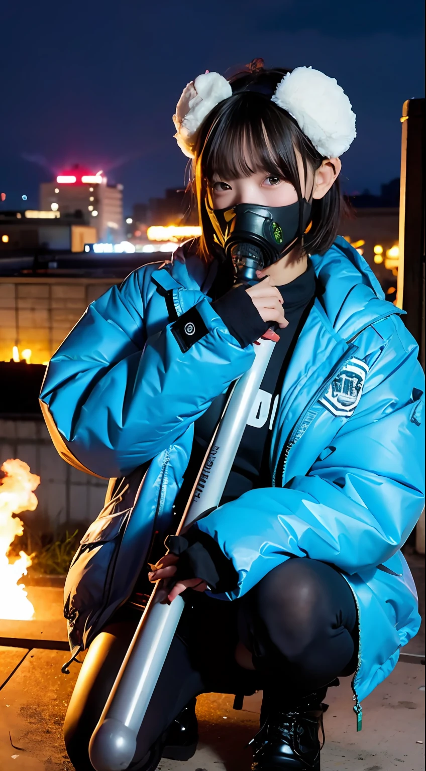 insurrection、Nuclear power plant in the background、Terrorist groups、Fluorescence Headgear、short-haired、bleu hair、Ignite fire from a flamethrower、middle school girl、14years、gas masks、high socks、Rooftop at night、tits out、Large gas mask、fur-coat、dictator、Big dragon tattoo、Tattoos all over the body、Glowing headgear、On the rooftop、Huge background is a neon sign、Leather gloves、long boots、Holding a Japan sword、Baseball armor、insurrection、Nuclear power plant in the background、Terrorist groups、Fluorescence Headgear、short-haired、bleu hair、Ignite fire from a flamethrower、middle school girl、14years、gas masks、high socks、Rooftop at night、City on fire in the background