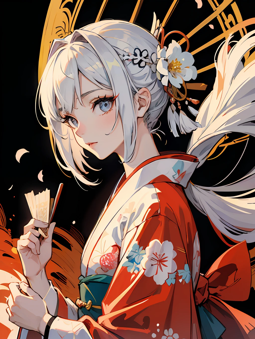 extremamente detalhado CG lindo papel de parede unidade japonesa, masterpiece, melhor qualidade, dinamic angle, dinamic pose, [:(uma garota japonesa com um lindo kimono branco, cabelo preto detalhado, olhos bem definidos e anatomicamente correto):1.3].