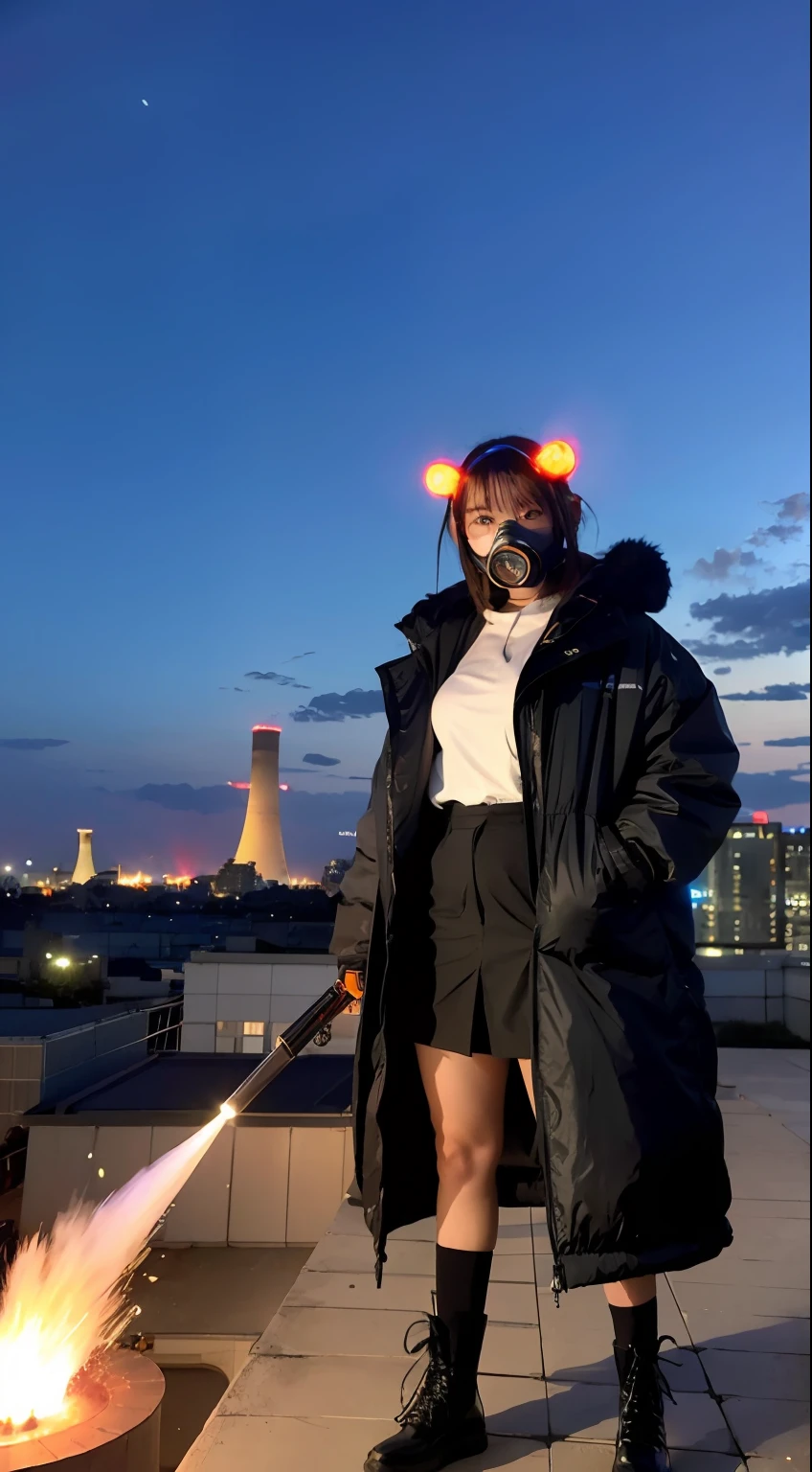 insurrection、Nuclear power plant in the background、Terrorist groups、Fluorescence Headgear、short-haired、bleu hair、Ignite fire from a flamethrower、middle school girl、14years、gas masks、high socks、Rooftop at night、tits out、Large gas mask、fur-coat、dictator、Big dragon tattoo、Tattoos all over the body、Glowing headgear、On the rooftop、Huge background is a neon sign、Leather gloves、long boots、Holding a Japan sword、Baseball armor、insurrection、Nuclear power plant in the background、Terrorist groups、Fluorescence Headgear、short-haired、bleu hair、Ignite fire from a flamethrower、middle school girl、14years、gas masks、high socks、Rooftop at night、City on fire in the background
