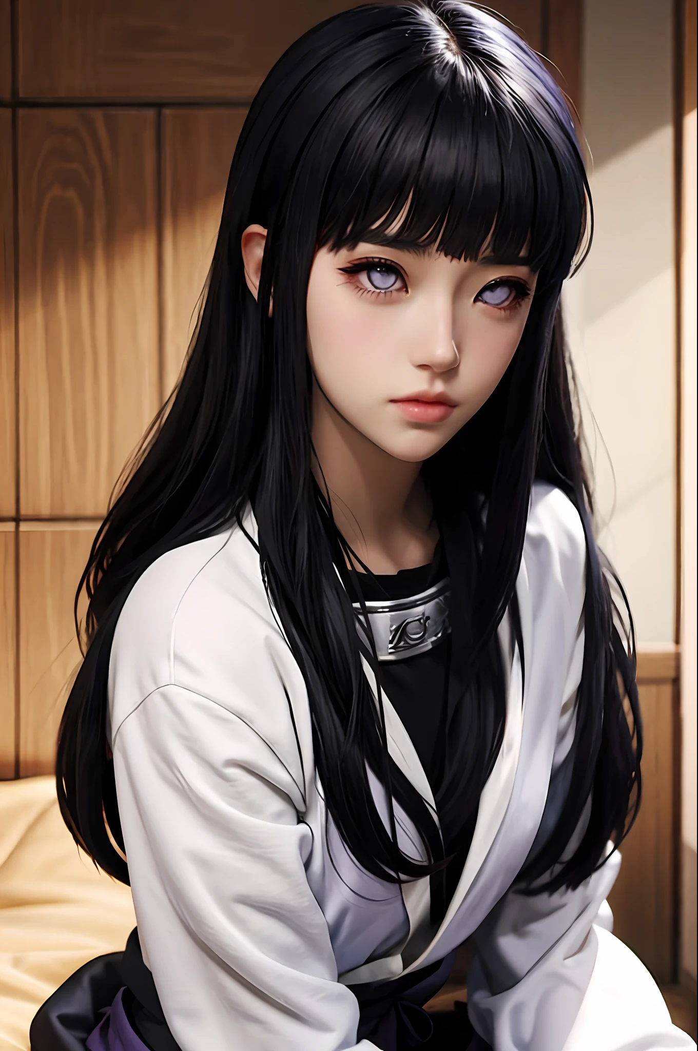 ((Obra-Prima)), digital ART, alta resolução, Hyuuga Hinata, cabelo longo, long hair, Hinata Hyuuga, ART realista, olhos lilases, princesa do Byakugou, bem detalhada, solo, 1girl