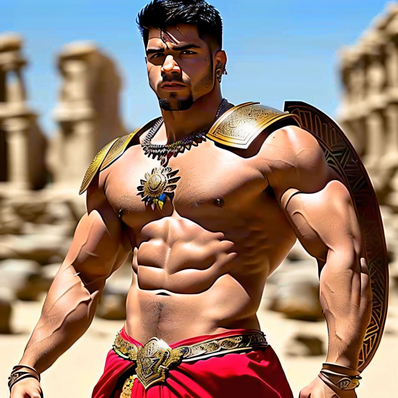 Gigachad gonzalo gubero bobadilla muscular with face of shakira, handsome roman warrior --auto