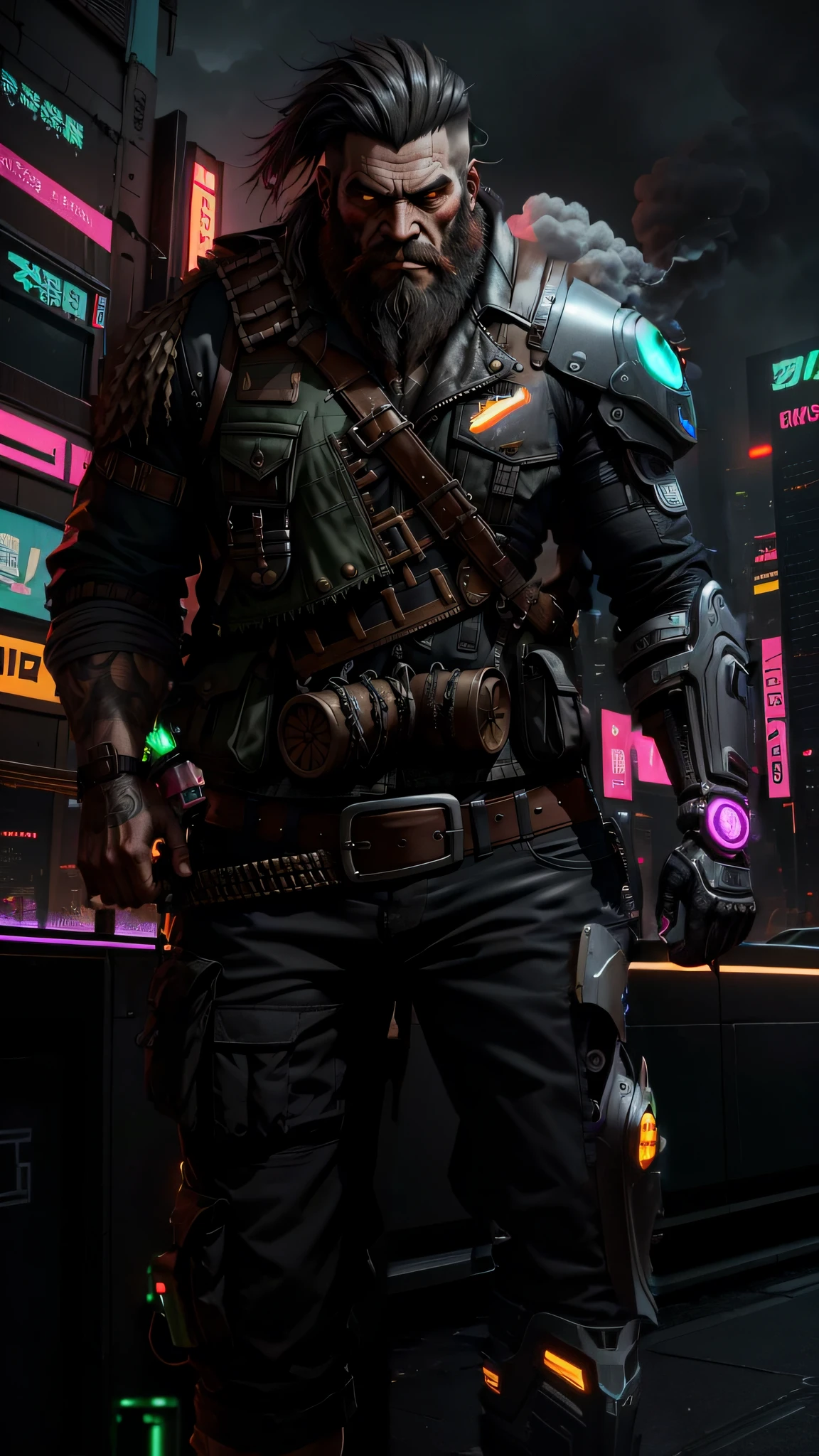 robotic left arm, manopla pulsefire cyberpunk, metal preto, detalhes, technological cables and wires, display digital, neon, futurista, scifi