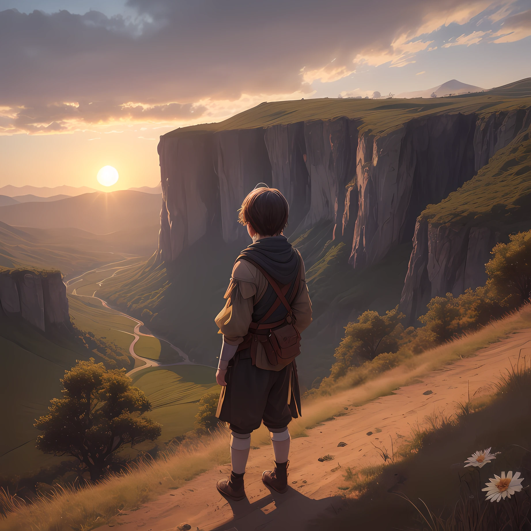 vale,The rising sun rises in the east,At the end of the valley stood a boy,Looming --auto