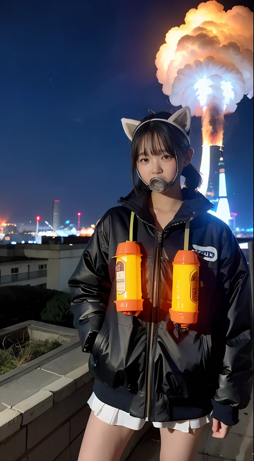insurrection、Nuclear power plant in the background、Terrorist groups、Fluorescence Headgear、short-haired、bleu hair、Ignite fire from a flamethrower、middle school girl、14years、gas masks、high socks、Rooftop at night、tits out、Large gas mask、fur-coat、dictator、Big dragon tattoo、Tattoos all over the body、Glowing headgear、On the rooftop、Huge background is a neon sign、Leather gloves、long boots、Holding a Japan sword、Baseball armor、insurrection、Nuclear power plant in the background、Terrorist groups、Fluorescence Headgear、short-haired、bleu hair、Ignite fire from a flamethrower、middle school girl、14years、gas masks、high socks、Rooftop at night、City on fire in the background