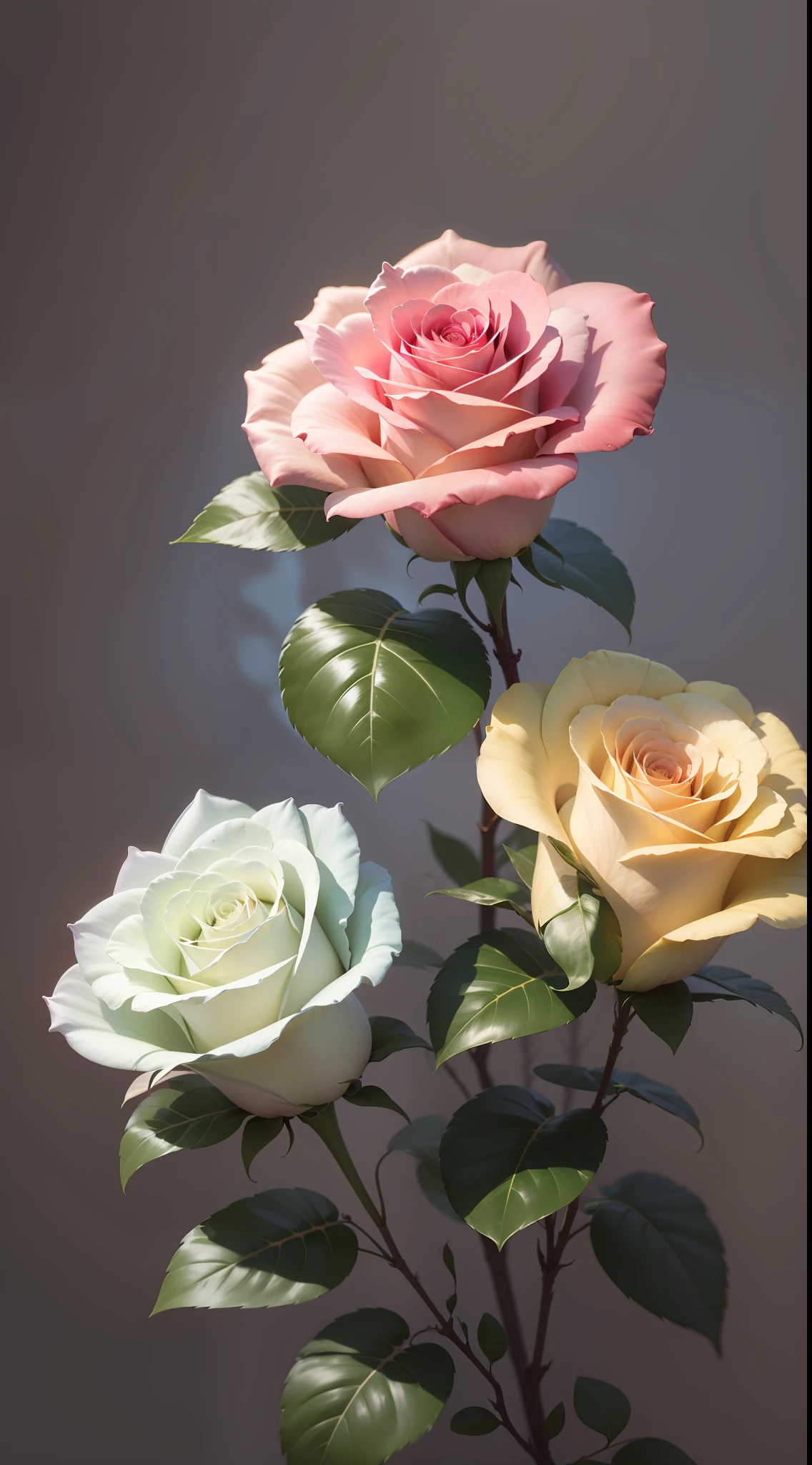 Three white roses, three white roses in tree,rose,dark background,high resolution,high quality,blue roses