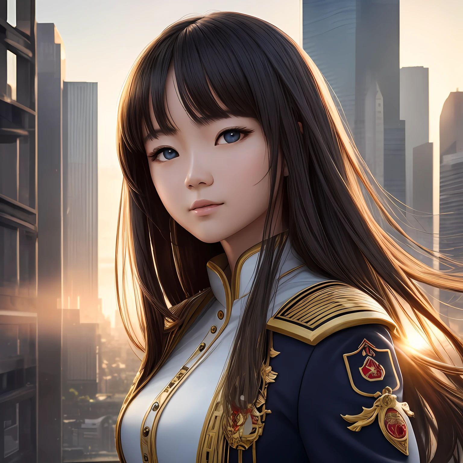 (1girl:1.3), 独奏, (((very vey very detailed face))),((very detailed eyes and faces))),beatiful detailed eyes,Body parts__,offcial art,Unified 8k wallpaper,ultra-detailliert,Beautiful and beautiful,big breasts beautiful,tmasterpiece,best qualtiy,primitive,tmasterpiece,ultra fine photos,best qualtiy,超高分辨率,photorealistic realism,rays of sunshine,full-body portraits,stunningly beautiful,,dynamicposes,delicated face,vibrant eyes,(from the front side), naval uniform,Red and black color scheme,navy,Very detailed city roof background, Roof,looking over city,详细的脸,detailed complex busy background,untidy,opulent,milkyW,highly detailedskin,Realistic details of skin,Visible pores,Clear focus,volume fog,8k uhd,digital SLR camera,high qulity,filmgrain,White skin of the,photo-realism,lomography,A huge metropolis of the dystopia of the future, semi transparent --auto