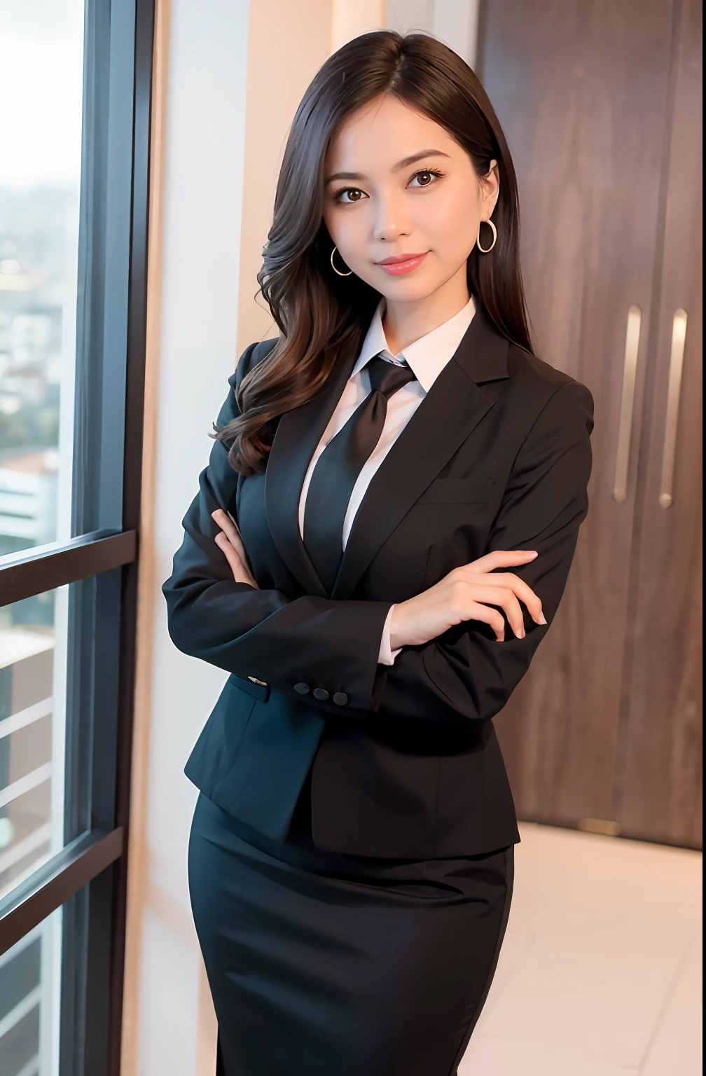 1 mulher SEO de uma Empresa de sucesso , sozinho, separated-lips, office lady, business attire,
fundo branco, arms behind her head, lado olhando para a plateia, sorrindo,
