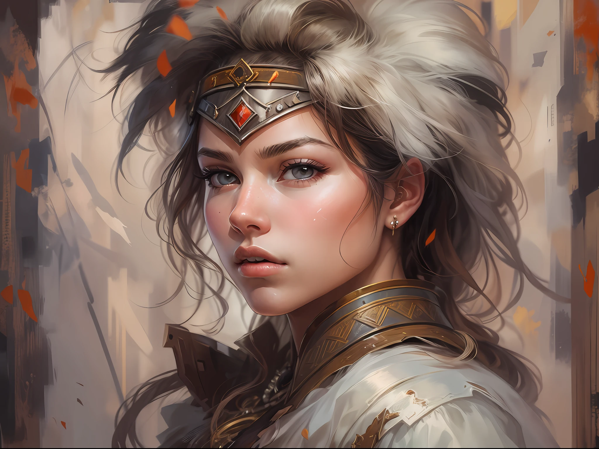beautiful young woman warrior, portrait of an approximate
