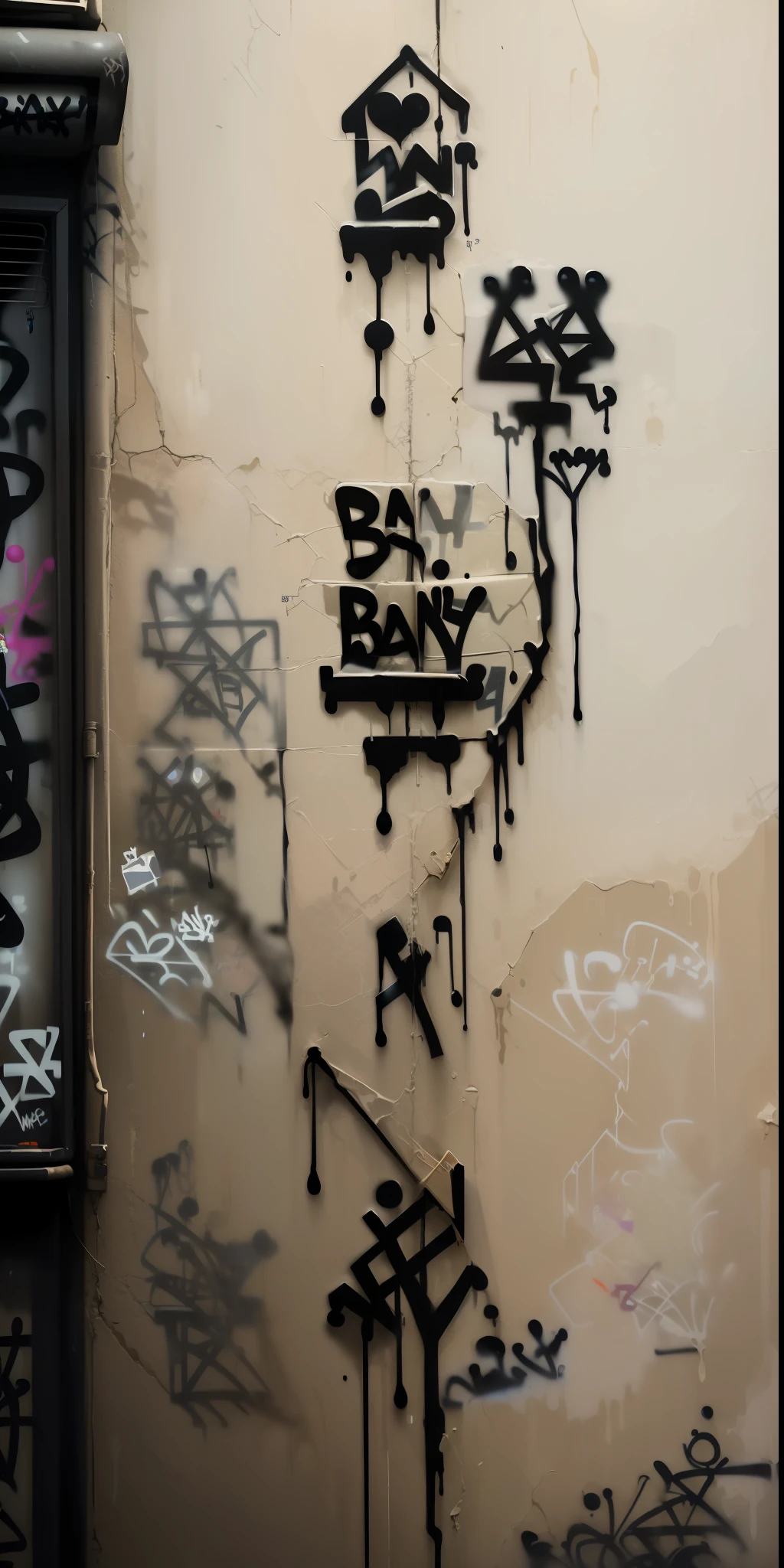 (((painting of space))), ((((((graffiti by banksy))) elements like tags, stickers, or (drips) to give it more personality and style))), star trek