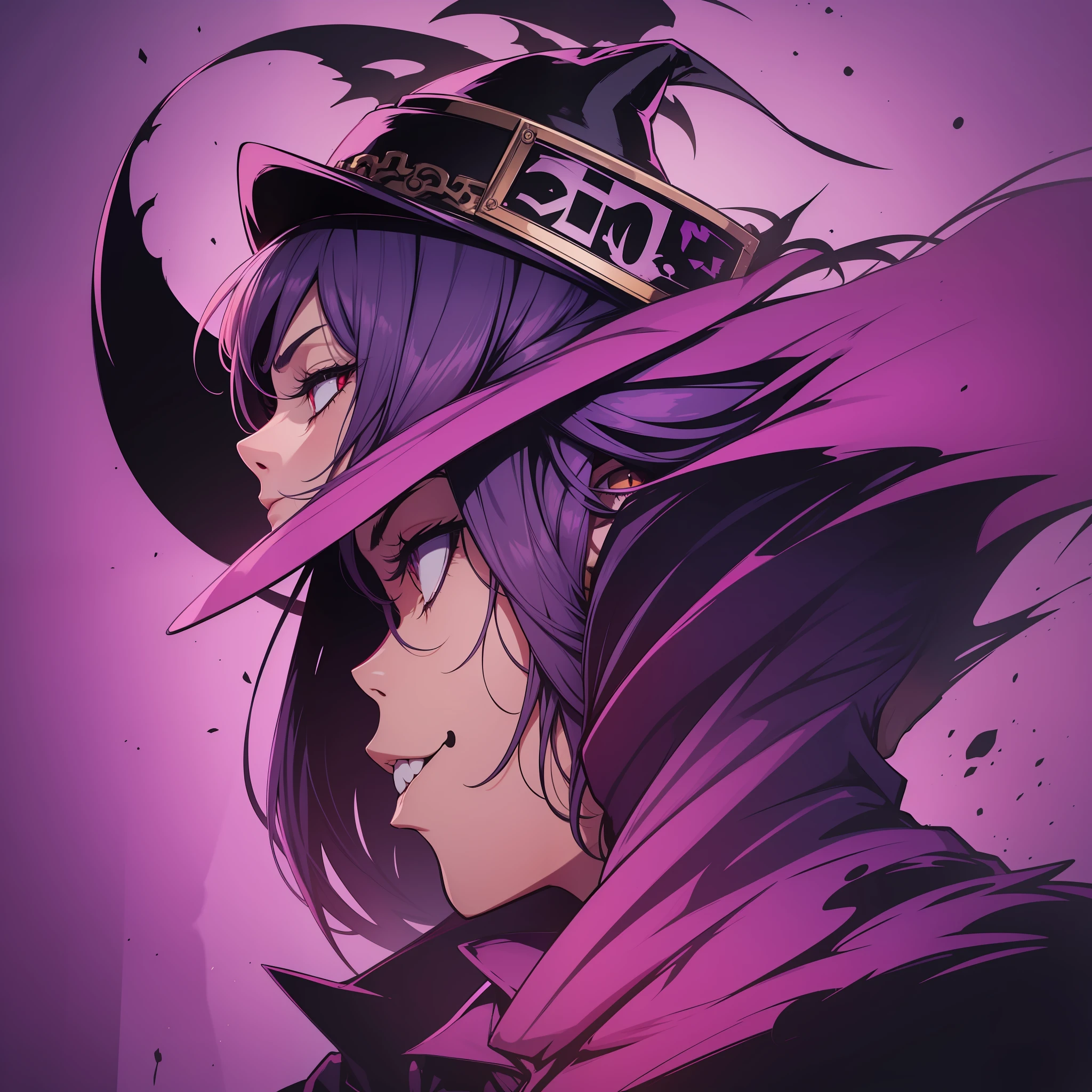a silhouette of a man with a hat and cloak standing in front of a purple background, character silhouette, silhouette!!!, detailed silhouette, cel shadow, shalltear from overlord, shadow, wallpaper!, complete darkness background, anthropomorphic silhouette, madara uchiha, profile picture 1024px, silhouette :7, joker as naruto, closeup!!!!!!