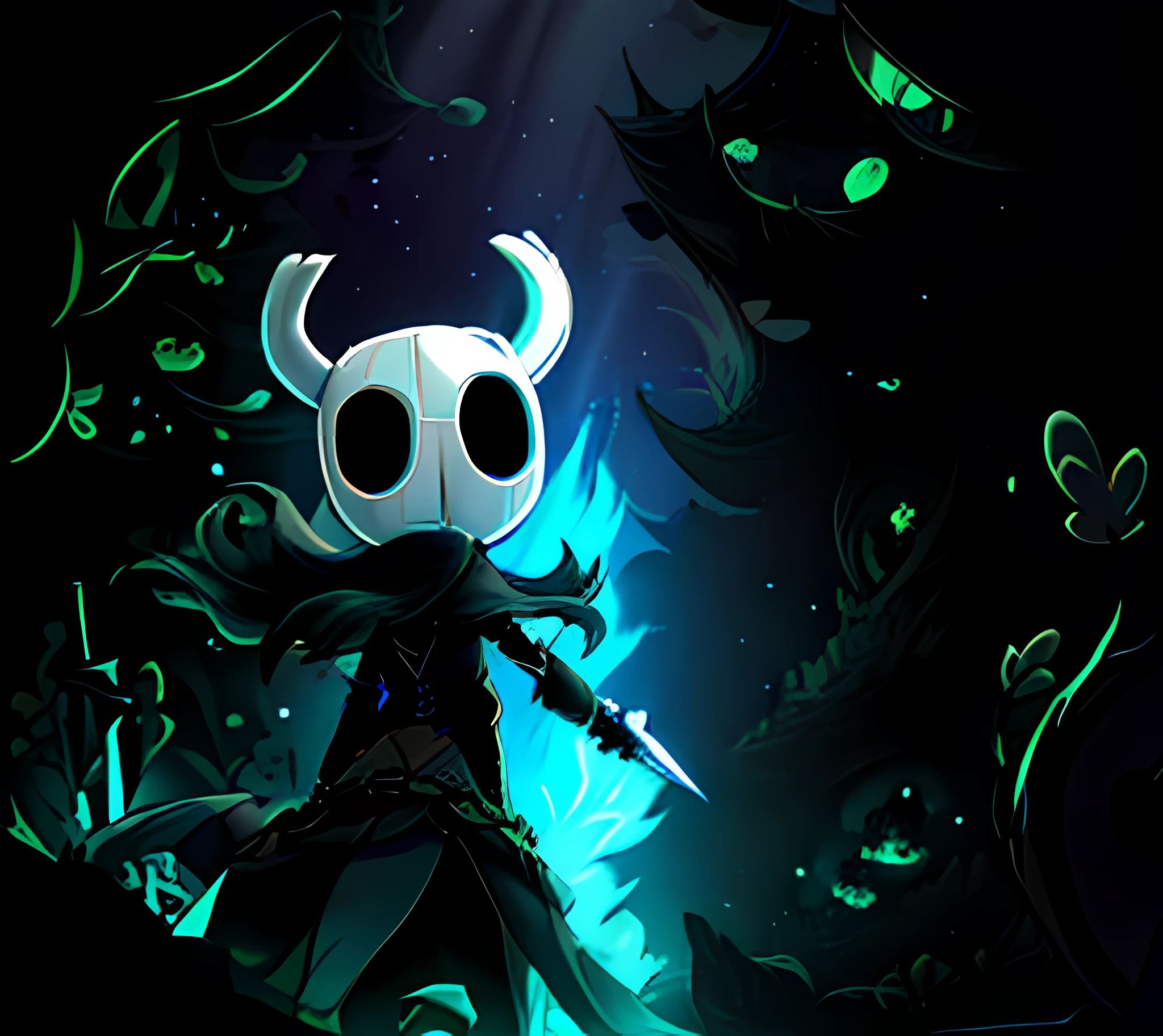 Cartoon illustration of a girl with a horned head and a sword, Retrato do cavaleiro oco, Estilo cavaleiro oco, Cavaleiro Oco, Arte Conceitual Hollow Knight, O Cavaleiro do Cavaleiro Oco, Hollow Knight Captura de tela, em estilo de cytus e deemo, Hornet de Hollow Cavaleiro, Undertale, arte do jogo!!, Arte Oficial, Ori e o cego, ou, hypervivid intense mcbess