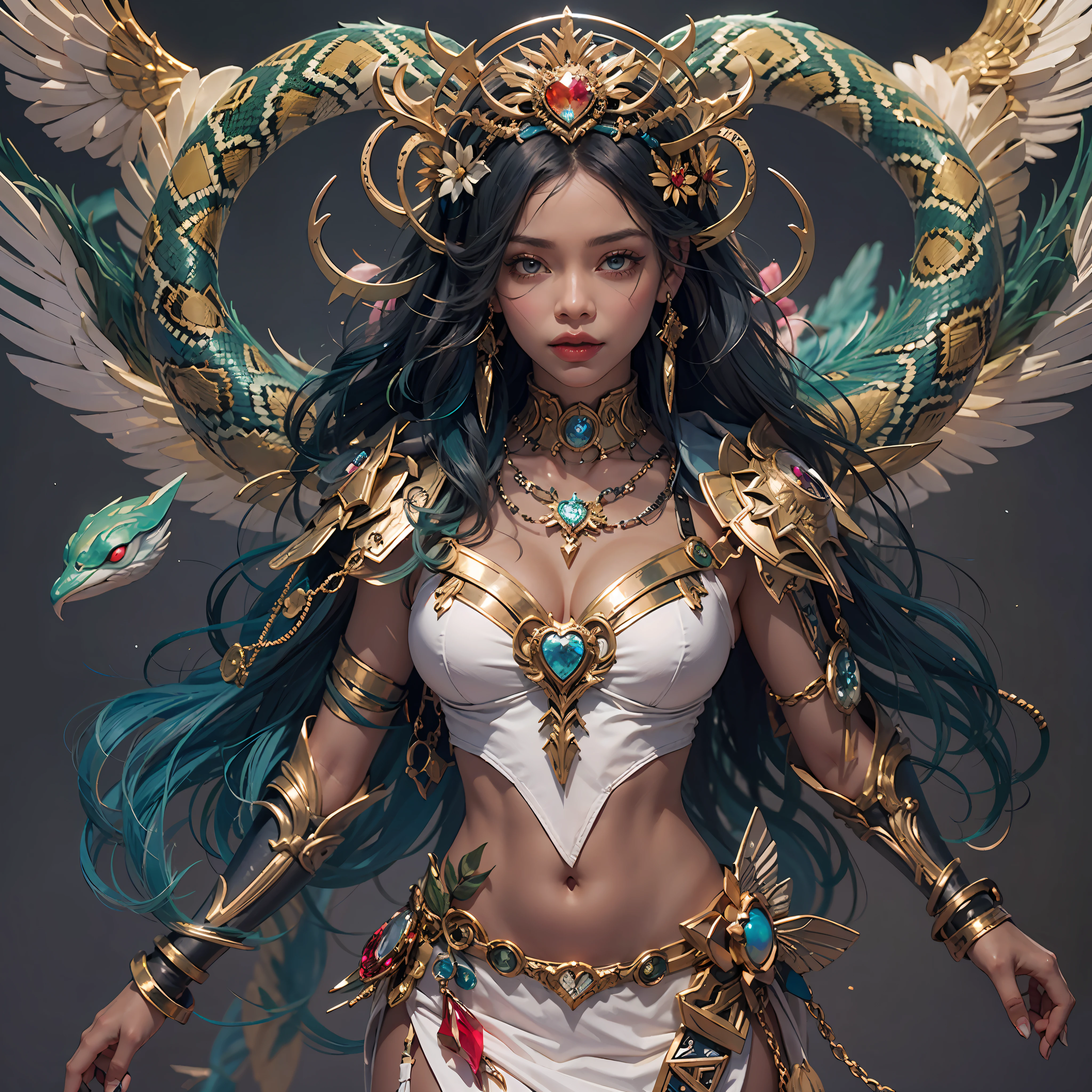 Sun Moon Caduceus Hermes mythology surmounted wings surrounded intertwined snakes Medusa_hairs_Snakes Outdoor Nature "Ouroboros" Forest Sunlight Natural Queen Native éblouissantes Valkyrie-wings clef chains "Heavy Metal" Will-o'-the-wisp Fire-follets fairy pixie sprite conceptual safe female glamour athletic walking slow motion Cosplay "Nicki Minaj":1.5 "Rihanna":1.5 "beyonce":1.5 aristocratic jacket 38years symmetrical athletic bronzé hairstyle_snakes:1.5 obvious varied ecstatic fringes:1.5 agate visages:1.5 cheekbones effects reddened embarrassed lazuli water drop of water between eyes beautiful hair:1.5 Brown Eyes Pupils Black Iris Turquoise Sapphires Open Mouth Teeth Smiles Floating Jacket Fixed Pearls Eccentric Cape Levitating Shoulders-Off:1.2 chemise blanches dentelles clavicules papillotes varied breasts1.5 points:1.3 satin sideboob felt bikini:1.5 corsait:1.5 spinels thick navy leather skirt:1.5 soies assortie amples nombril:1.3 revealing pubic scarlet pubis-hairy obvious indigo underwear:1.5 Size chastity belt:1.3 silver adorned padlock Gold thighs legs garters Gothic stainless steel boots decorated onyx equirectangular 360 monastery opal marble ruby background:1.5 Basilic Sundrop mannequins lantern dressed armor richly decorated:1.5 "Chevaleresque" dramatic chrome metallic flat bands fathoms brass fullbodye lys rune ornate emerald plasma embroidered glyphs Tourmaline wood engravings lava magic intricate:1.5 summons snake incandescent Crystalline familiar robot Mecha (EOS R6 135mm 1/1250s f/2.8 ISO400) Mech Mechanized snakes flowering Quetzalcoatl:1.5 Adaptable volumetric luminescence saturated:1.5 ultra:1.5 pro-photorealists:1.5 optimaux:1.5 qualities:1.5 details:1.5 precise:1.5 reflex:1.5 resolutions:1.5 3dcg max:1.5 graduates:1.5 improved:1.5 Octanes_rendues:1.5 UHD XT3 16K DSLR HDR UnrealEngine5 profondeurs:1.5 Earth Heart:1.5 Hearth ultra_sharpness:1.5 ombres analogiques:1.5 CGSCOSITY pet chef-d':1.5 "Bruce Weber girls" multi etc.