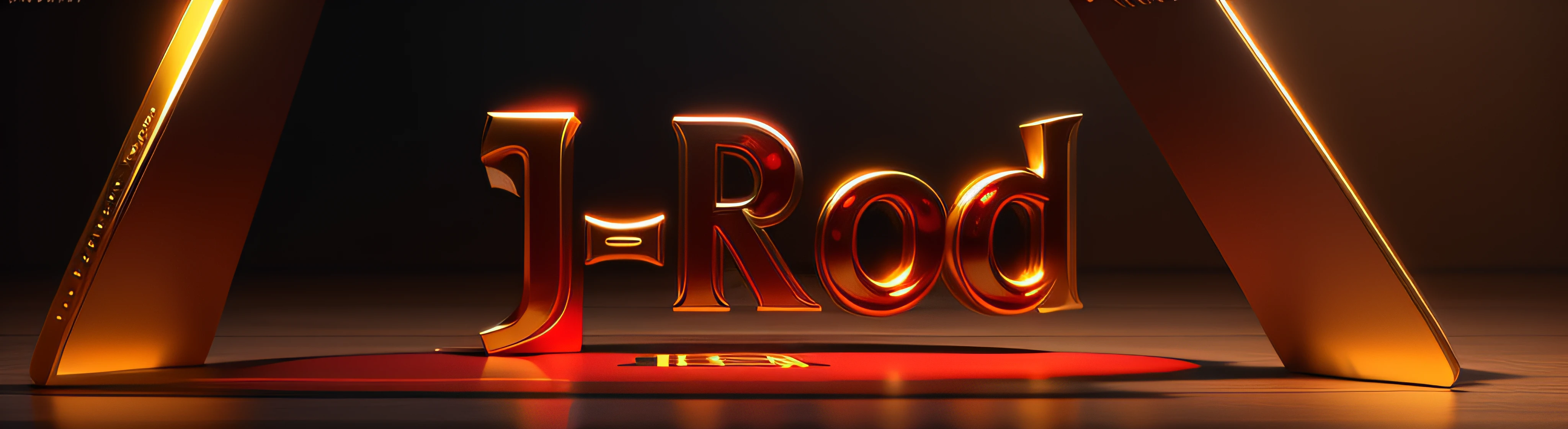 Cute logo with the name J-Rod where red is beautiful with gold, luz e sombras realistas, Very high rendering quality, ray-traced,
