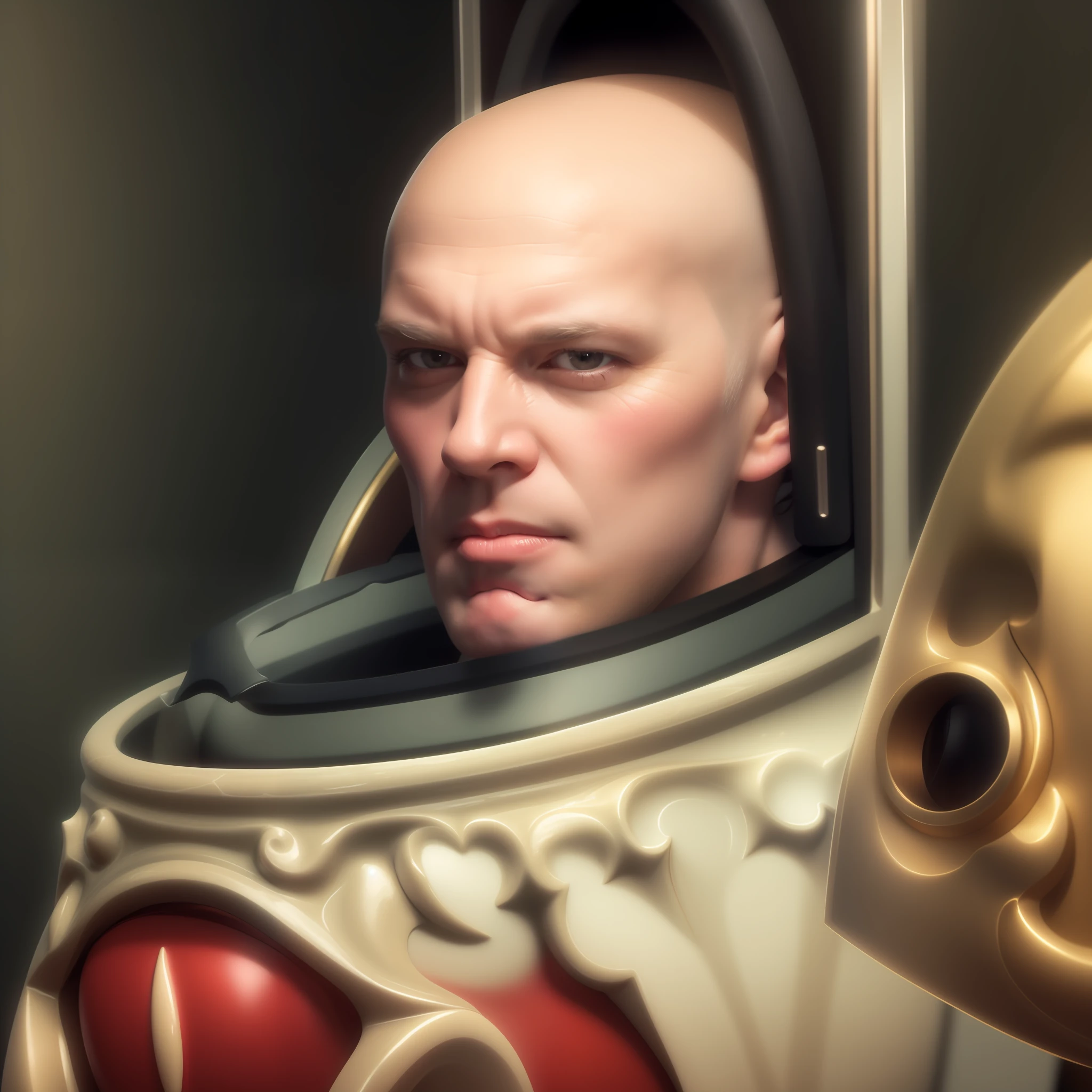 A bald man with pale skin, as real as possible, Ultra realista