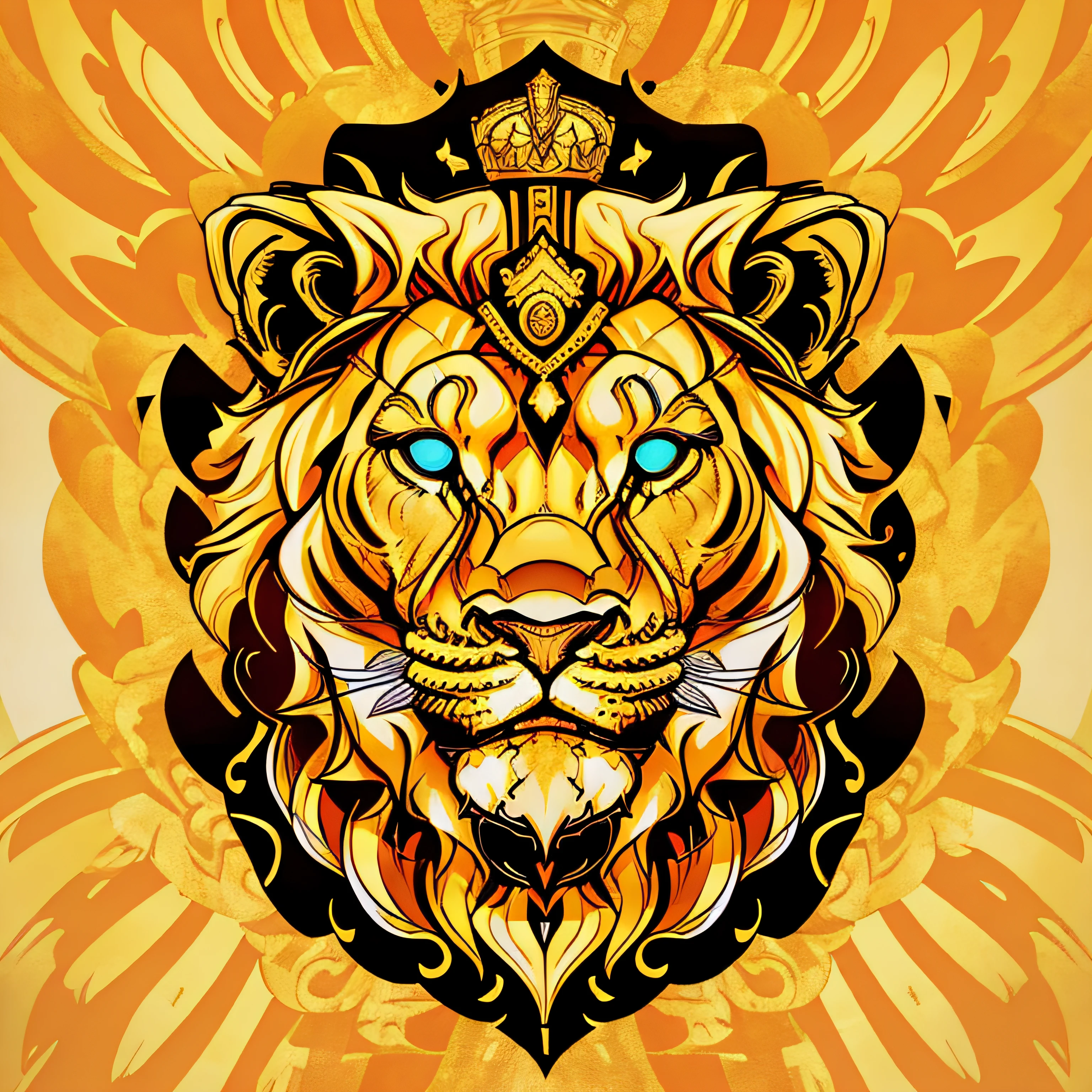 lion, king, happy, background black, colorful, realistic, high resolution, t-shirt design, fantasy art, golden, Adobe Illustrator, royalty, aerial view, isometric style, focusing on people, 8K resolution, love, imposing, crown, fine linen red --auto