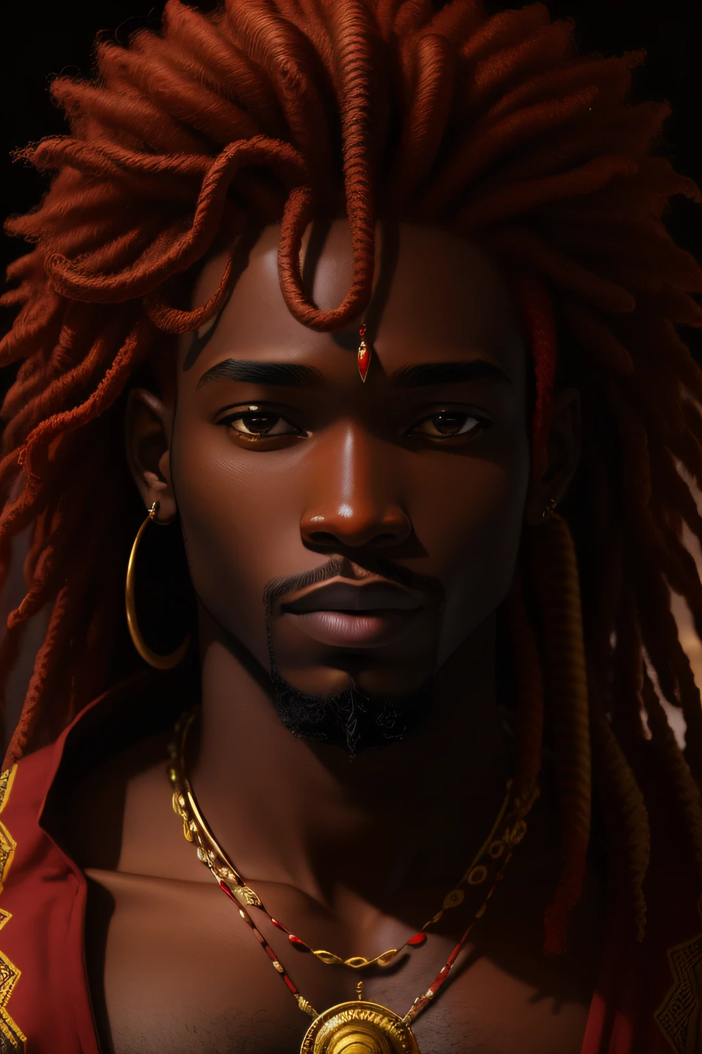 masterpiece, best quality, god man african, red hair,
wizard