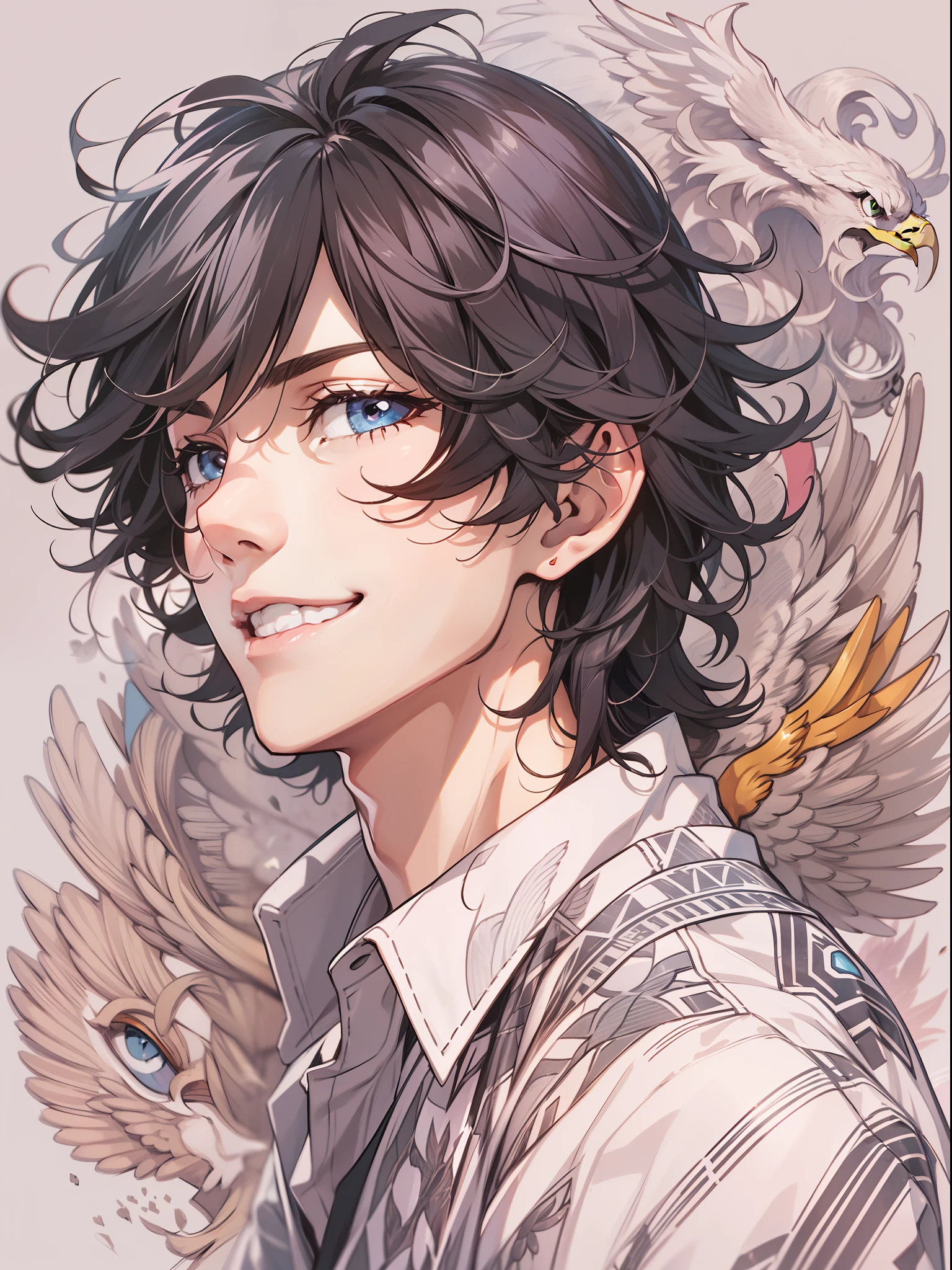 handsome 30-year-old, male, smile, shoulder length black wavy hair, anime, portrait by Shigenori Soejima Akihiko Yoshida Taejune Kim Studio Ghibli, Guilty crown, intricate details, detailed eyes, pastel colors, sharp focus, clean lines, hard light, and high contrast environments, extremely stylish composition
Drawings Steeped in Zentangle, eagle, uhd, 8k, --ar 16:9