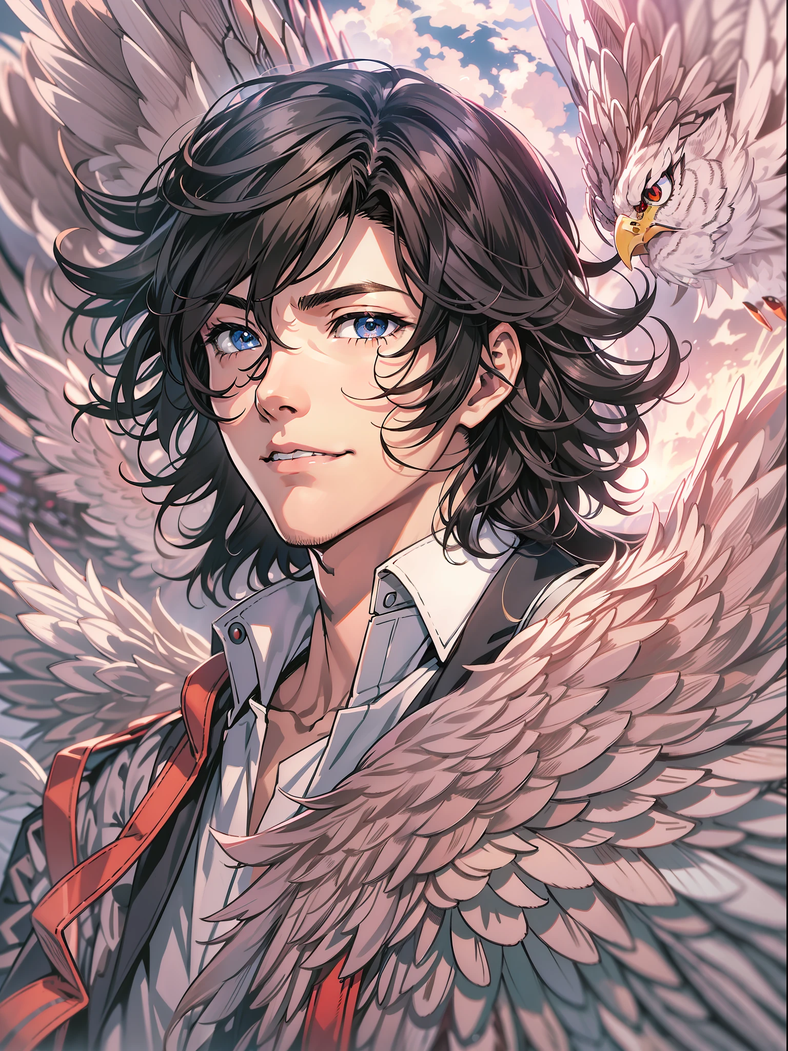 handsome 30-year-old, male, smile, shoulder length black wavy hair, anime, portrait by Shigenori Soejima Akihiko Yoshida Taejune Kim Studio Ghibli, Guilty crown, intricate details, detailed eyes, pastel colors, sharp focus, clean lines, hard light, and high contrast environments, extremely stylish composition
Drawings Steeped in Zentangle, eagle, uhd, 8k, --ar 16:9