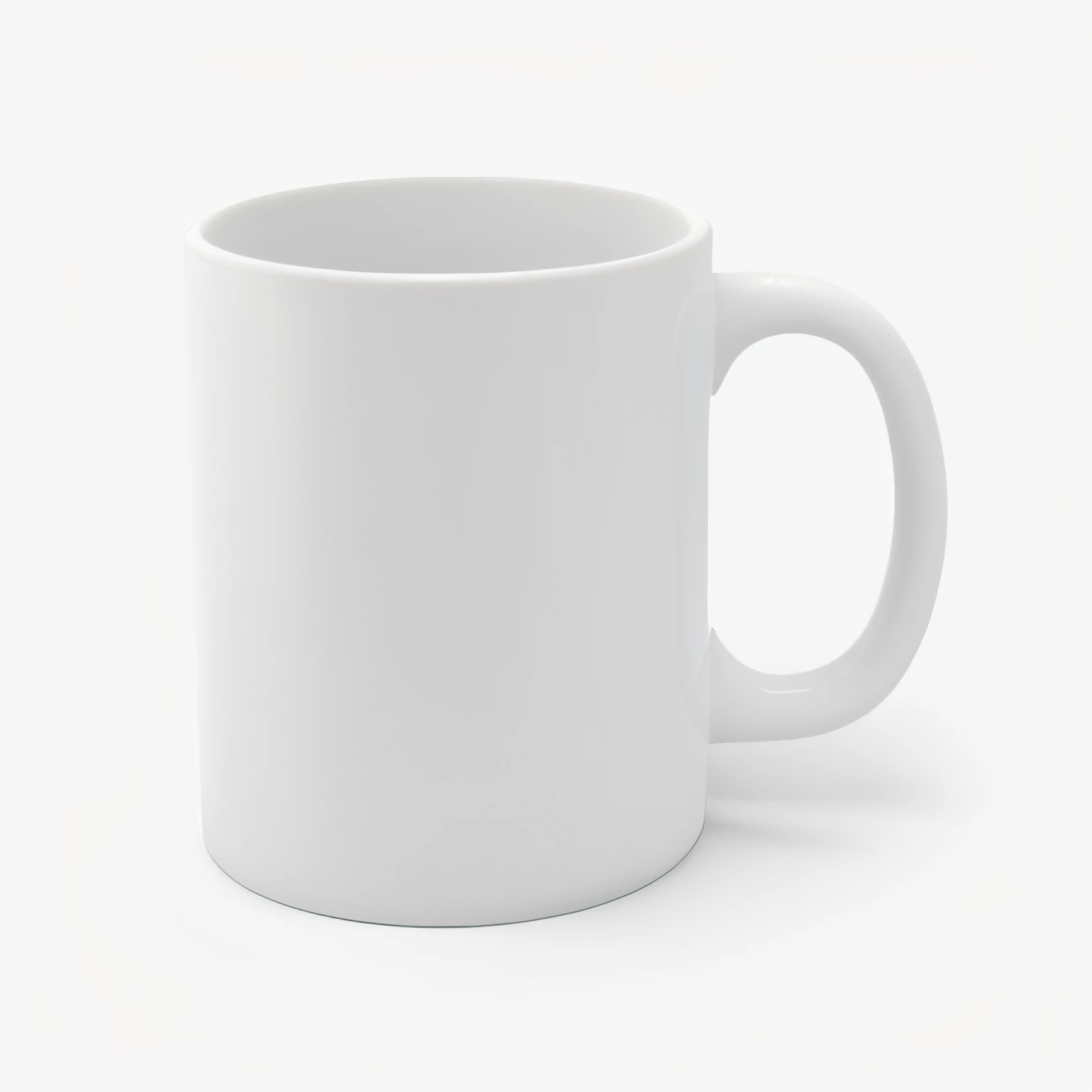 there is a white coffee mug with a handle on a white surface, white mug, with a white mug, high quality topical render, coffee cup, 3 / 4 view, 3/4 view, mid-view, official product photo, ultra realistic render, semi - realistic render, designed in blender, 3d product, smooth surface render, render, high res render