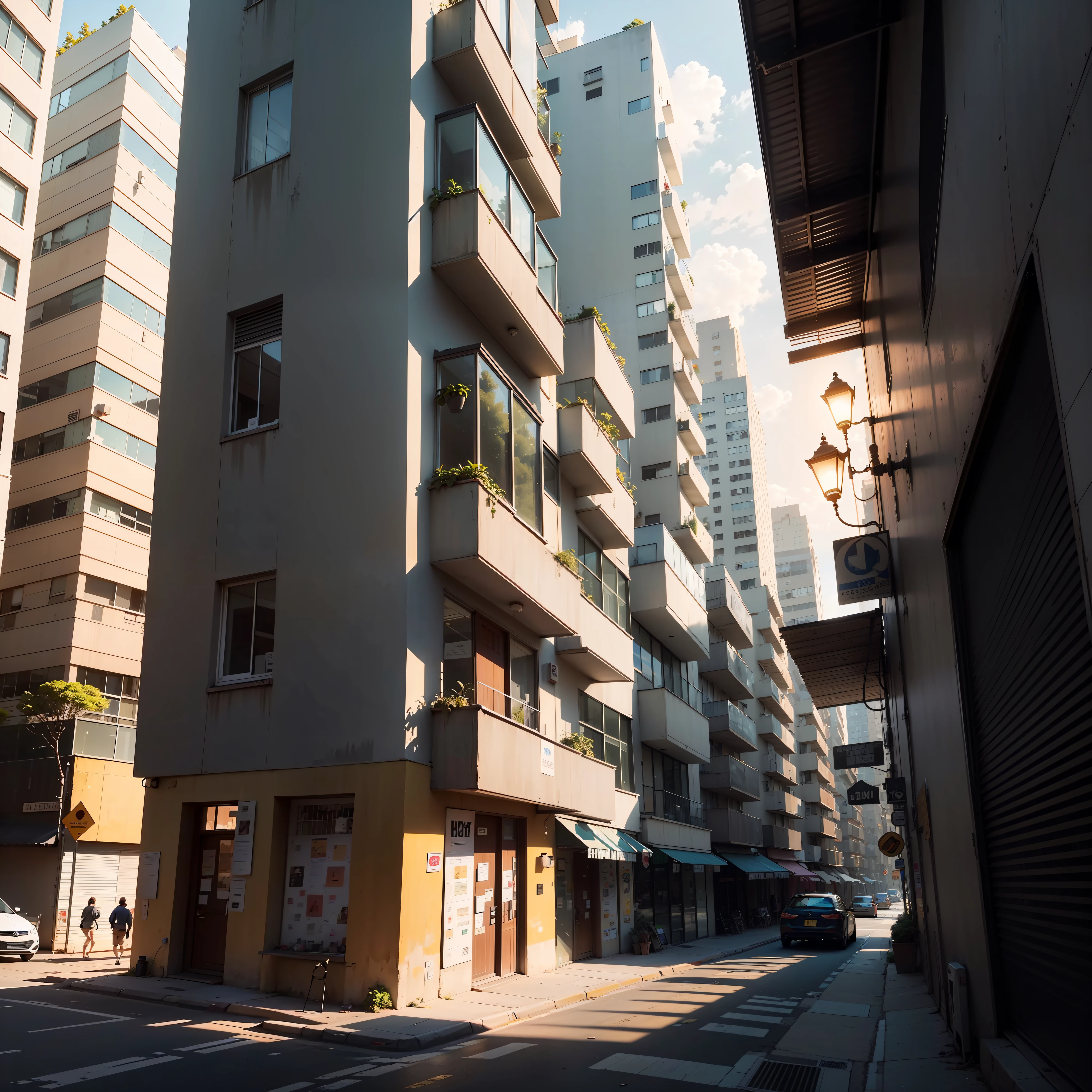 obra-prima, melhor qualidade, (muito detalhado CG unidade 8k papel de parede) (melhor qualidade), (best illustration), (melhores sombras) (buildings and apartments in the middle of the city) (com carros na rua) (no ar luz Rastreamento, super detalhado) 8K --auto --v6