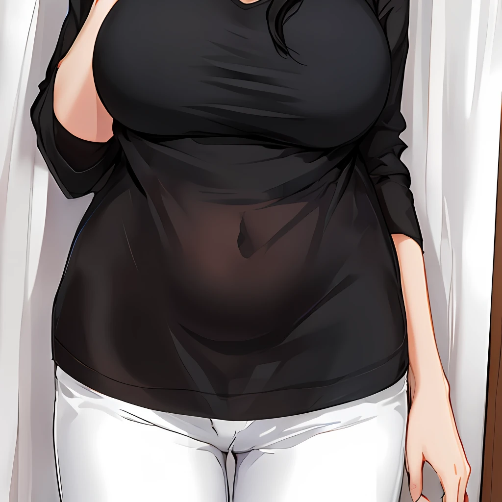 good  lines drawing, black shirt, white pants, 4k, high res, hig definition