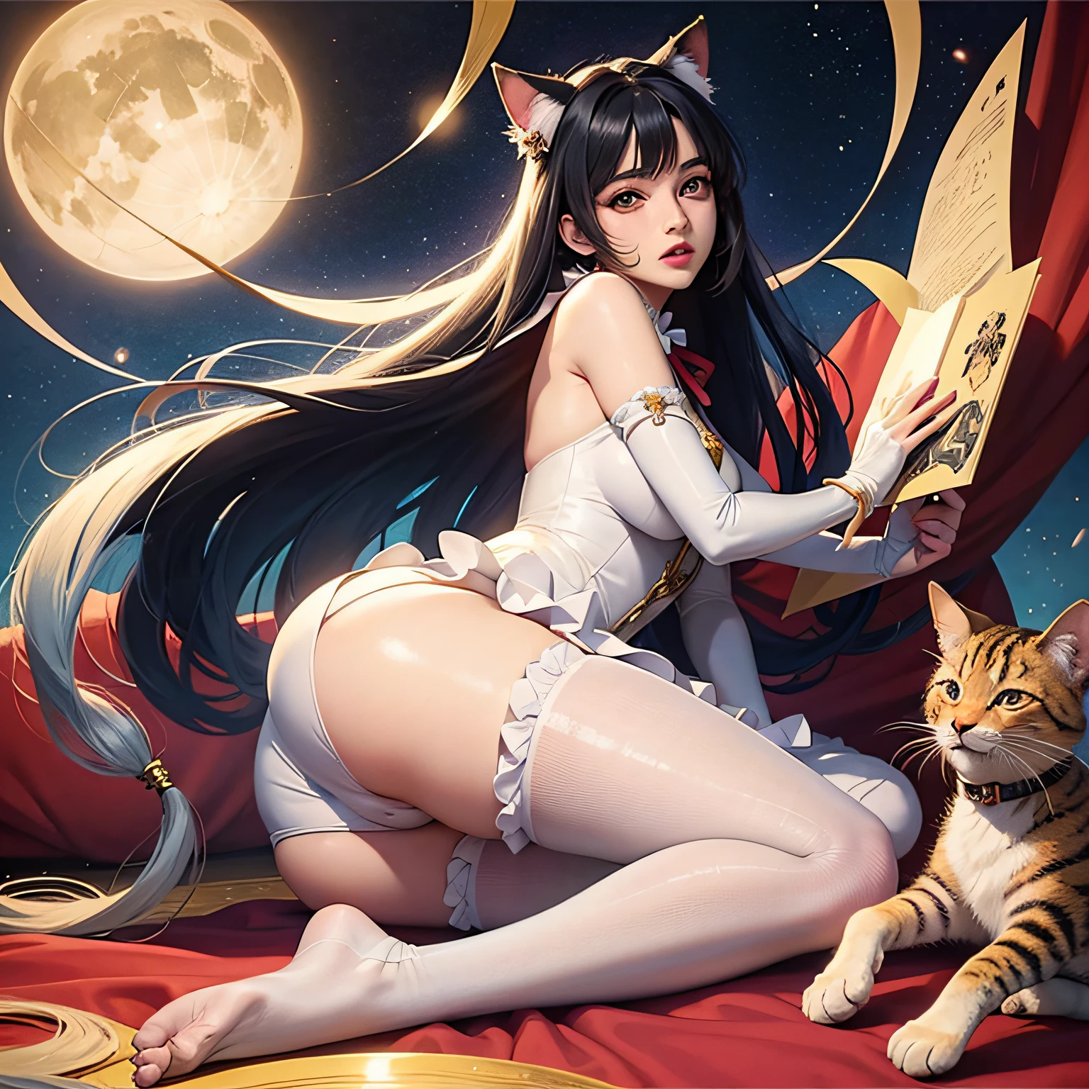 Araffes posando para uma foto, ultrarrealista doce menina, trending at cgstation, Trend in CGTacing:, Amouranth, mais conhecido como Amouranth, Sakimichan, thicc, labios rosa, a cartoon of a woman in a white dress and a cat mask, Nico Robin, rei hino as a princess, arte oficial do personagem, personagem de anime feminino, !!retrato de corpo inteiro!!, deusa anime, personagem de anime, personagem de anime; arte de corpo inteiro, personagem estilo anime, official character illustration, inspirado em Kusumi Morikage, anime mulher fullbody arte --auto