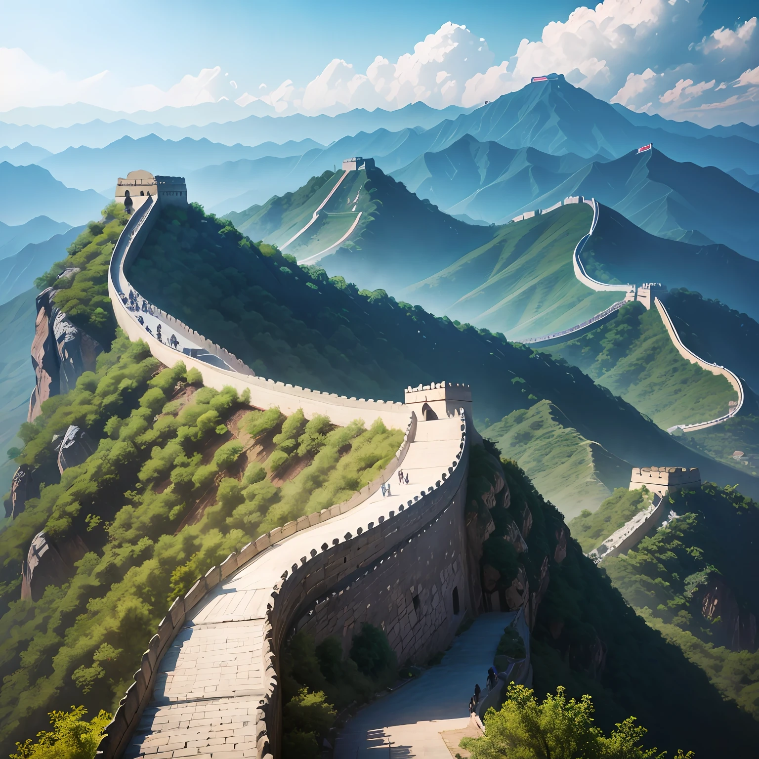 great wall on mountain, china --auto