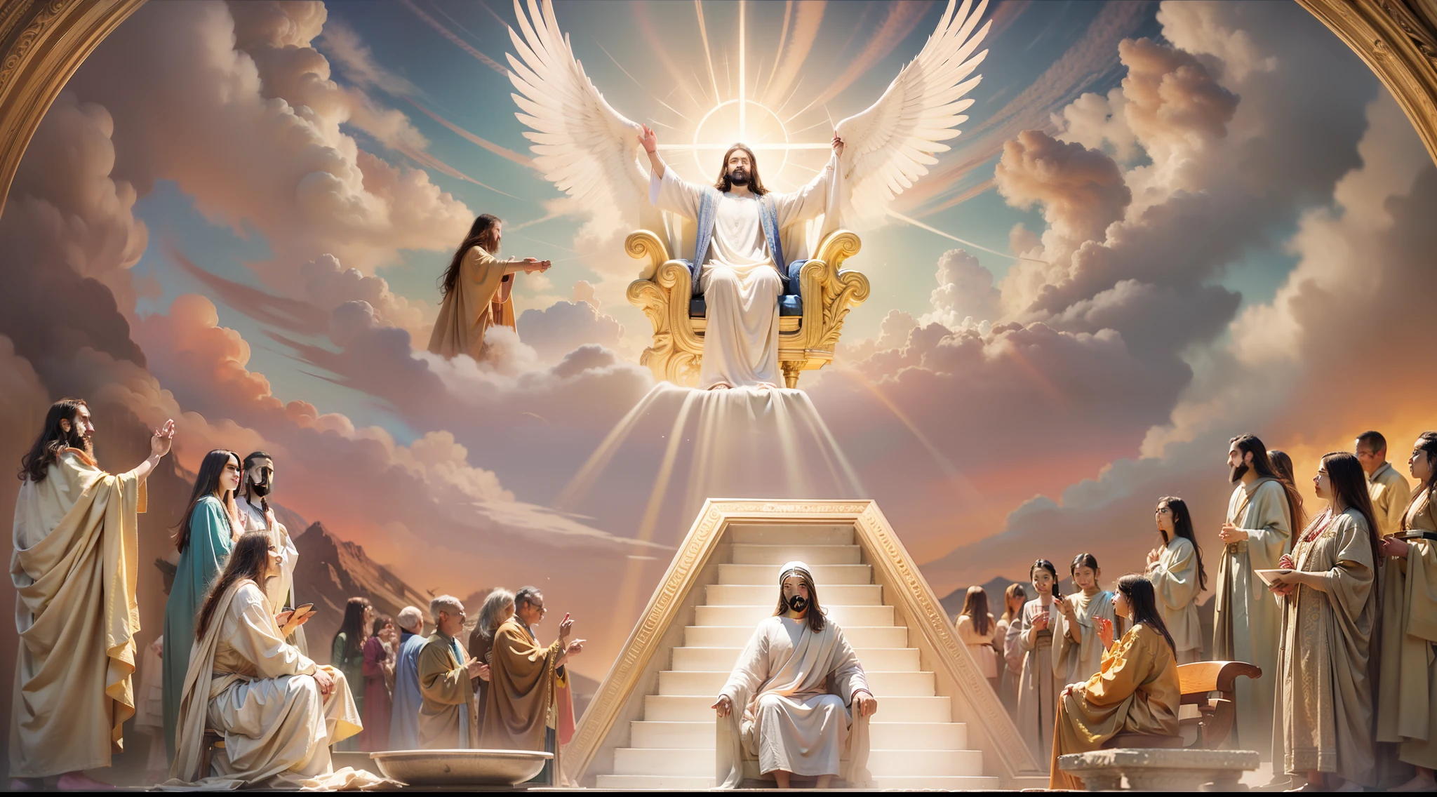 (draw jesus in the third heaven full of glory beside you God the Father sitting on the throne)