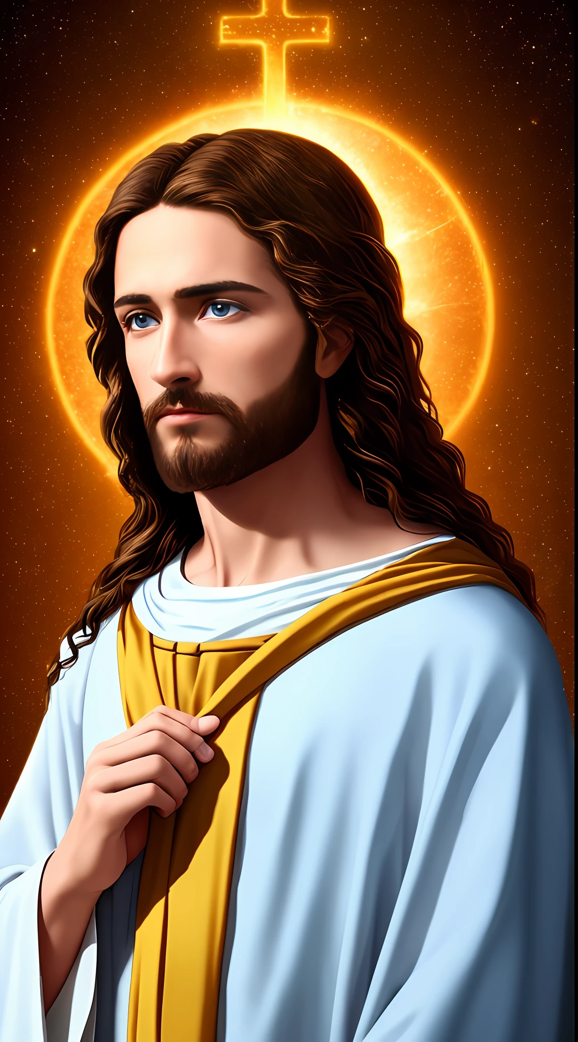 8k Photographic 1 single handsome jesus, blessings, jesus heaven view, real blue eyes, blessing people jesus