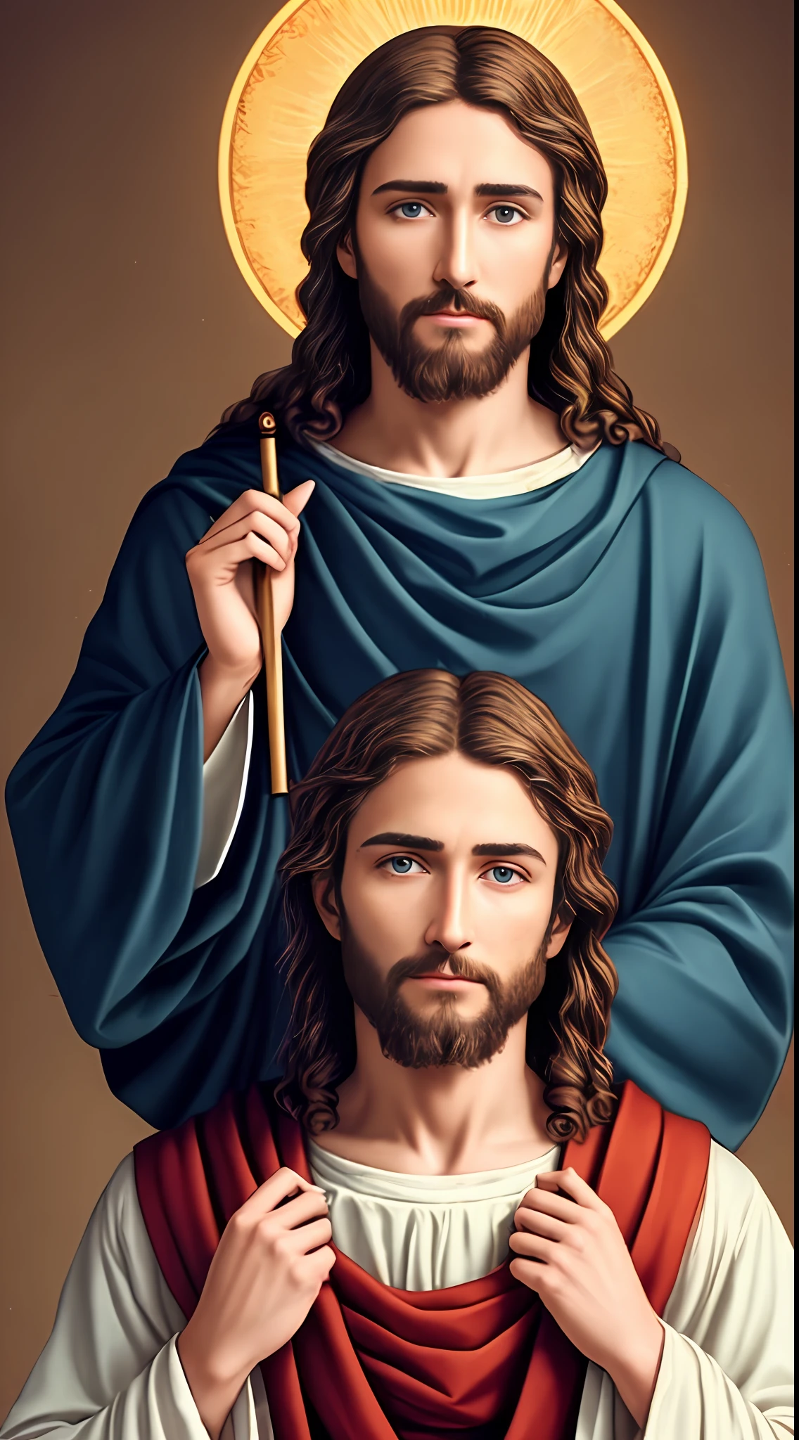 8k Photographic 1 single handsome jesus, blessings, jesus heaven view, real blue eyes, blessing people jesus