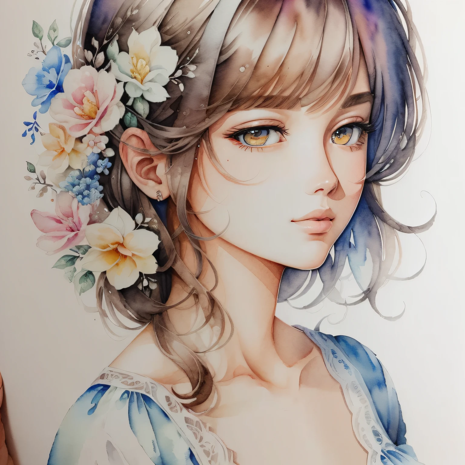 (masterpiece),(best quality:1.1),(ultra-detailed),best illustration,finely detail,(watercolor drawings：1.4),(hand-painted：1.2),(Watercolor brush hair), --auto