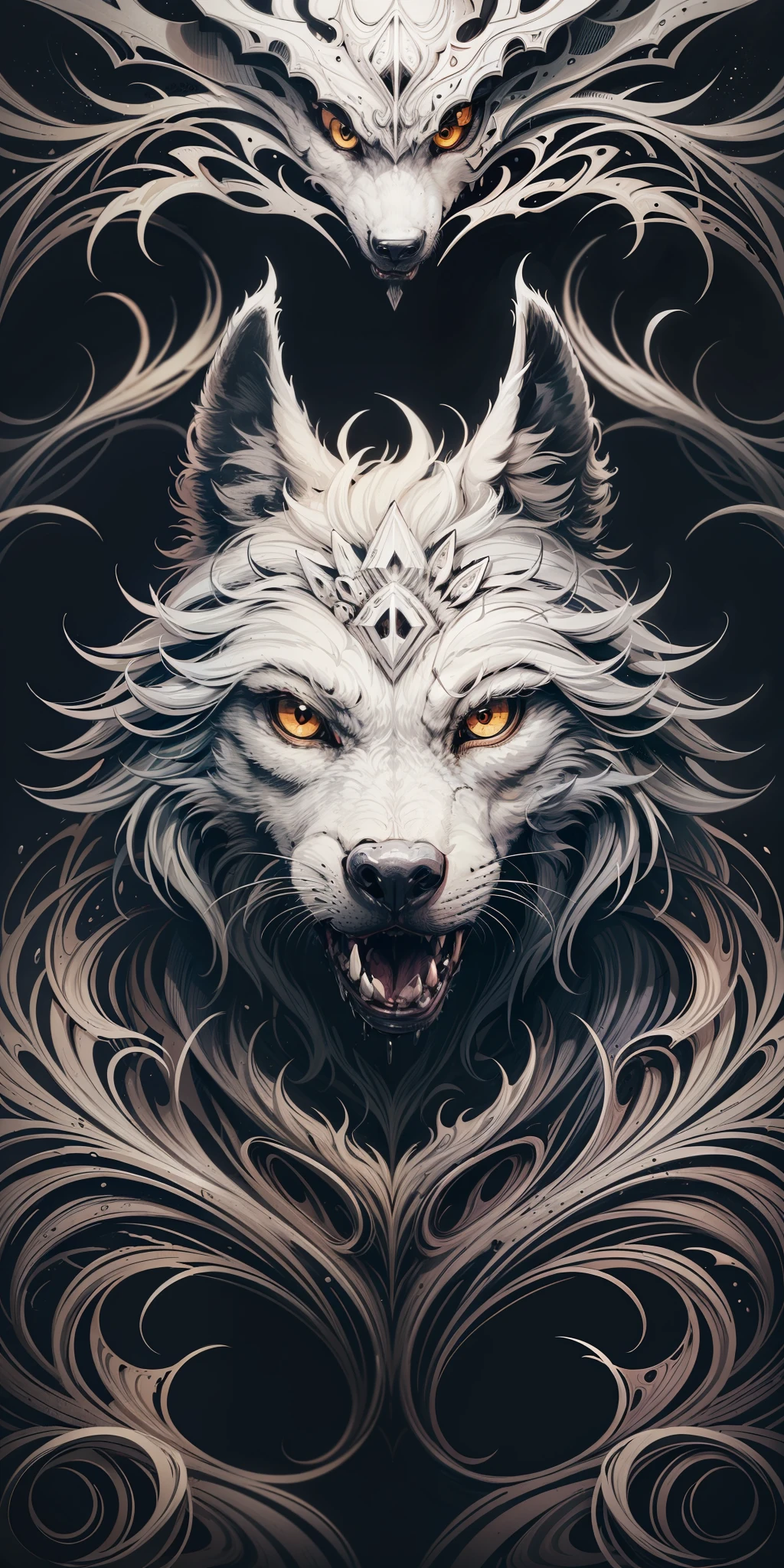 Wolf mandala, coloring book page, expert coloring, detailed drawing, simple and clean fine line art, artistic coloring book --auto --s2