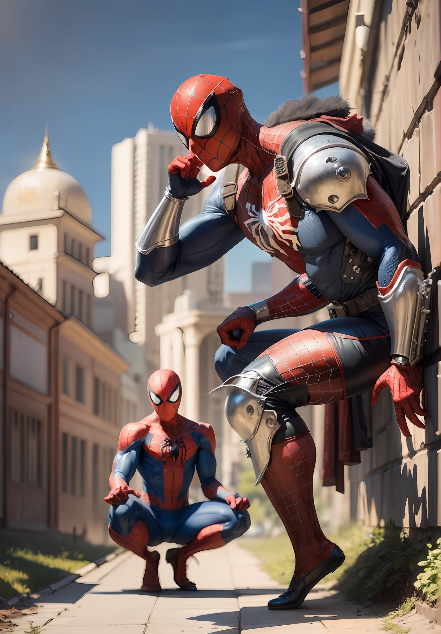 midjourny-v5 Delicate "cyborg spiderman", future style, cyberpunk, majestic detailed spider future suit, apocalypse BAGAN city background, Lara Croft, Muscular arms, Sharp focus, Concept art, Hyperrealism, Realistic lighting, Highly detailed, 8k, Iridescent accents,Ultra detailed,Atmospheric, Cinematic lighting (masterpiece:2.2) architect. myanmar warrior spider - man in armor with sword and shield in hand, concept art inspired, Artstation contest winner, ancient warrior, full black arabesque armor spiderman, the darklord warrior:2.1, mystic myanmar warrior, epic luxurious detaild warrior, spiderman as terminator, portrait of ninja slayer, ancient warrior, spiderman as myanmar warrior, ancient myanmar style spiderman, stunning character art, graphic novel cover art,ultra realistic, 4k, oil painting, unique art worklphohonsee pixar, 16k, 8k, 4k, HD, 3D, vivid light refractions --w 1920 --h 1020,masterpiece city design,luxurious cinematic colour quality, unique and mesmerizing building look, tranding on artstation,(magnificent art), ostentatious detailed apocalpyse bagan city. --auto --s2