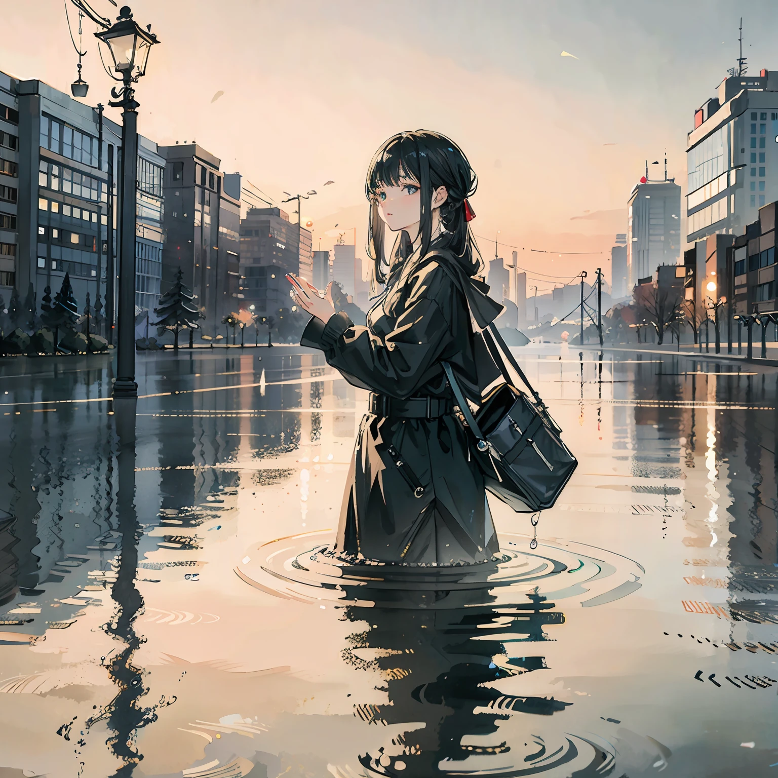 (masterpiece, best quality, beautiful art:1.4) of 1girl drowning in the flood, city background, drowning, digital art, trending on artstation, 4k, high detail, high-resolution, professional painting, ultra-detail, hdr, 4k uhd, 8k, unreal engine 5, cinematic, neon highlights, volumetric lighting, realistic shadows, reflections, unreal engine 5, cinematic wallpaper, 8k, romantic
