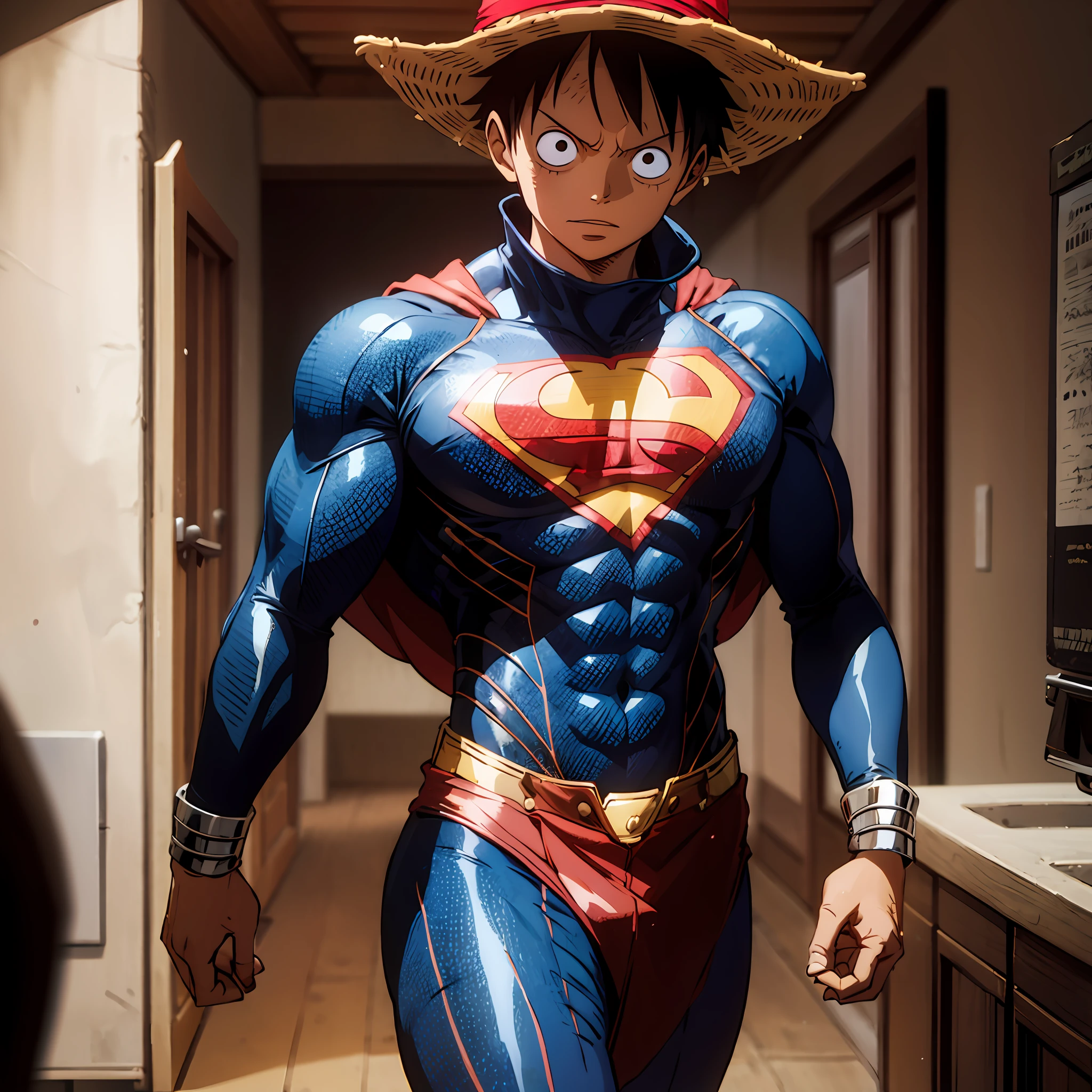 Luffy straw hat, superhero outfit