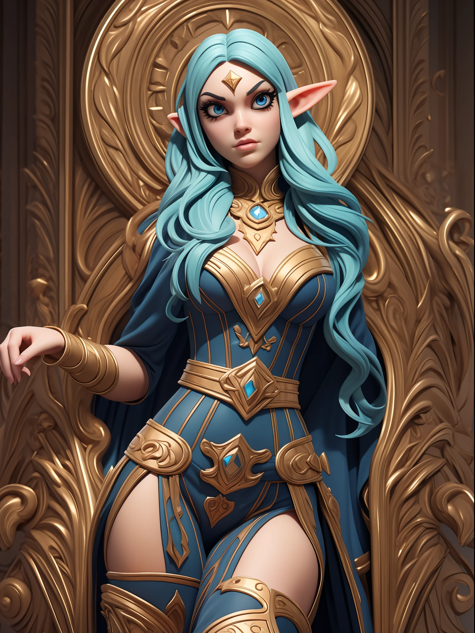 (Masterpiece), (Excellent), (Super Meticulous), (Full Body: 1.2), realistic and proportional human body: 1.2, beautiful Woman, PastelGothAI medieval dress, Beautiful female elf: 1.5, tall and slender, small breasts, thin waist, thick thighs, stylized hair: 1.5, solo: 1.5, 1girl, hyper detailed medieval long dress: 1.8, big realistic eyes: 1.2, hyper detailed face, multiple frames with the same character, d&d iconic character, hyper natural realistic skin, hyper realistic tattoos, very clean, confident and proud facial expression, 3D character design, extremely detailed CGI digital art wallpaper, correct anatomy cartoon style, octane rendering, fierce expression on your face, volumetry,