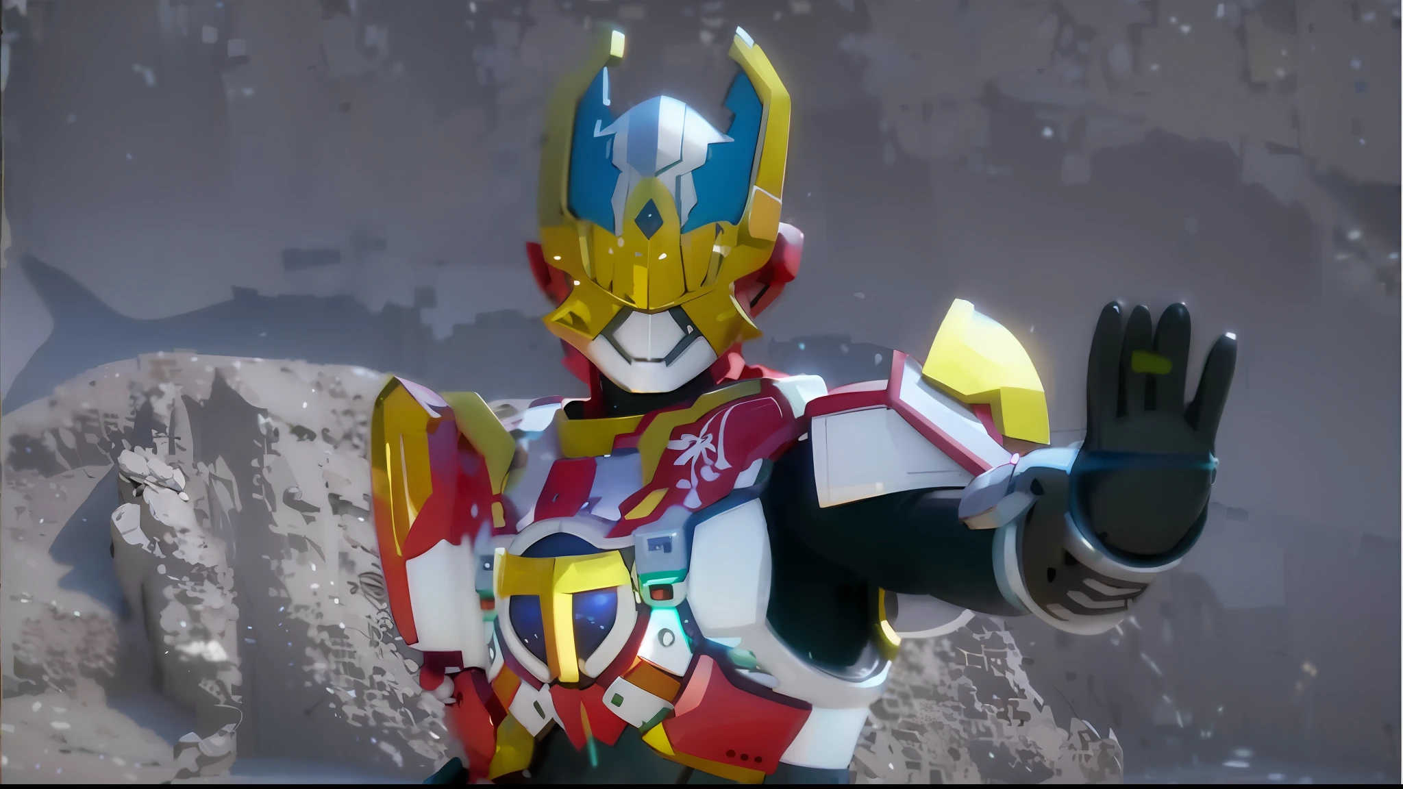 Red and white armor