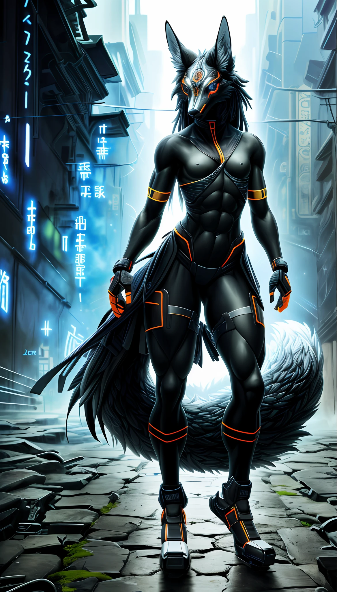 1girl, full body, (small breasts:1.5), cyber kitsune, slim hourglass figure, muscular legs, official art,vivid color,finely detailed,hyper detailed, 8k ,high resolution illustration,Masterpiece,best quality,intricate_detail, high contrast, (8K UHD:1.2), (photorealistic:1.2),(masterpiece:1.4), (best quality:1.4),extremely detailed wallpaper, highly detailed illustrations, ((1 Girl)) , (super-complex details) , 4K unified, (masterpiece:1.2), (best quality:1.2), (masterpiece), ((furry))