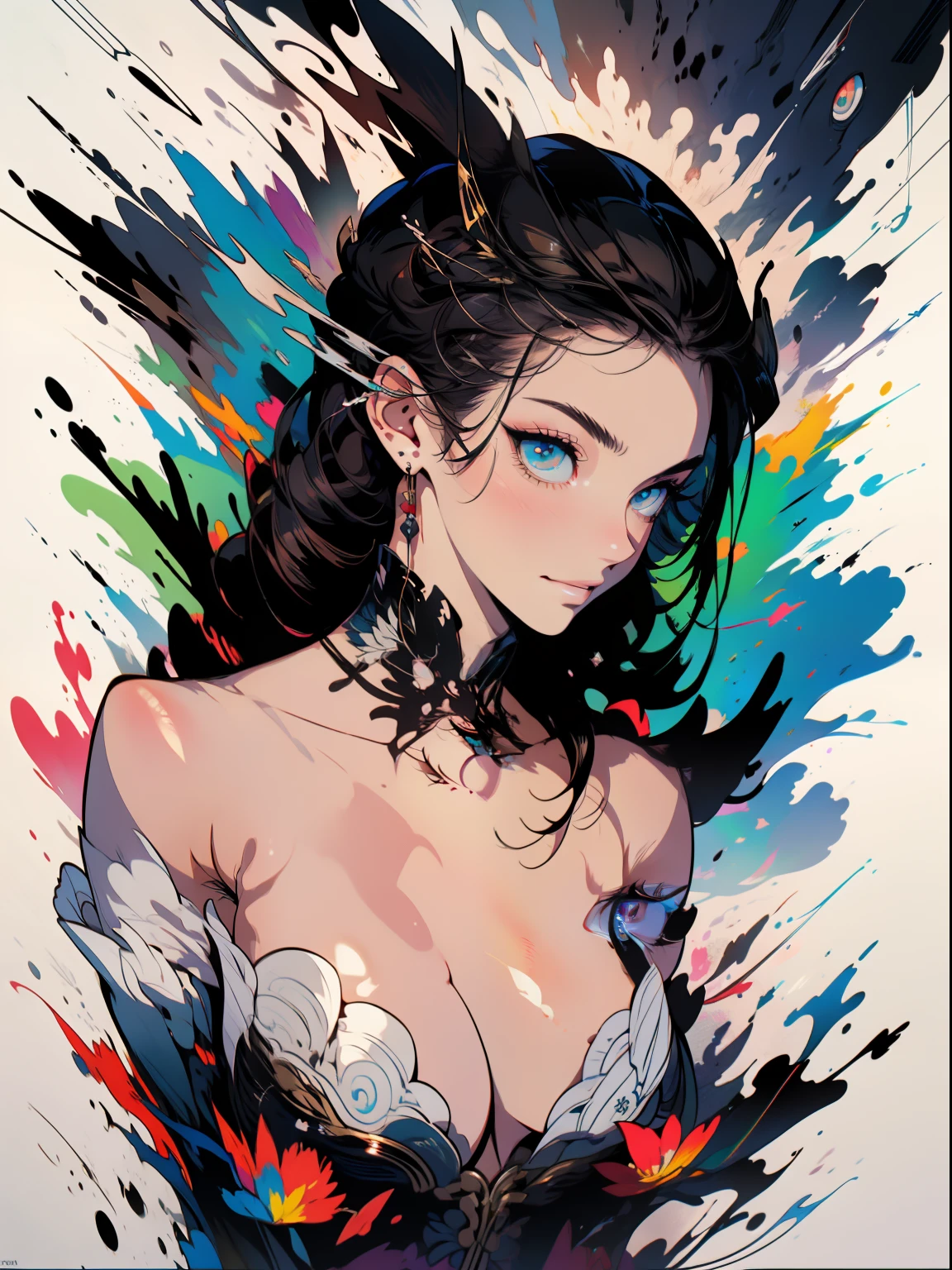 foto, adesivo banksy arte , liberdade, alma, digital illustation, comiс style, anatomia perfeita, centrado, Approaching perfection, dynamic, altamente detalhado, pintura em aquarela, artstation, arte conceitual, liso, foco nítido, illustration, arte por carne griffiths e wadim kashin, peito grande, Anime girl alone with a medium length pose and beautiful clothes, heterocromia, anatomia perfeita, centrada, Approaching perfection, dynamics, altamente detalhada, folha de caracteres, artstation, arte conceitual, suave, foco nítido, illustration, arte por kim jung gi,, artgerm, carne griffiths e wadim kashin , sasha yakovleva, loish, jeremy mann, tiro de corpo inteiro, folha de personagem, Lightning wave, bela pintura em aquarela anime, tinta pingando por tim okamura, victor nizovtsev, greg rutkowski, noah bradley. trending in artstation, 8k, obra-prima, pintura graffiti, detalhe fino, cheio de cor, detalhe intrincado, Golden aspect ratio illustration, monochrome green background, obra-prima, melhor qualidade, alta qualidade, highres, melhor qualidade, high resolution fix, bright amazing lighting, aprimoramento de detalhes::style only zuul por valerio "dreelrayk" buonfantino em artstation::2.9 ,( mulher bonita CamilaBernal )), ((solo)), (olhos detalhados e rosto detalhado:1.3), (camiseta ou vestido:1.3), (fundo bonito e claro: 1.2), (extremamente detalhado, ultra-detalhado, melhor sombra: 1.1), seios grandes, ombros nus, flowers and petals, , (fundo branco: 0.5), (illustration :1.1), ( extremamente fina e bonita:1.1), (detalhes perfeitos:1.1)estilo::jae lee ::2.9 --qualidade, illustration style, fantastic paintings, estilo de grafite, cabelo liso e flores, com jeans e uma camiseta ou vestido branco, mulher bonita, relevo preto em torno do design, fogo furioso, nightcore, detalhe fino, expressivo, contraste escuro, no estilo de papel