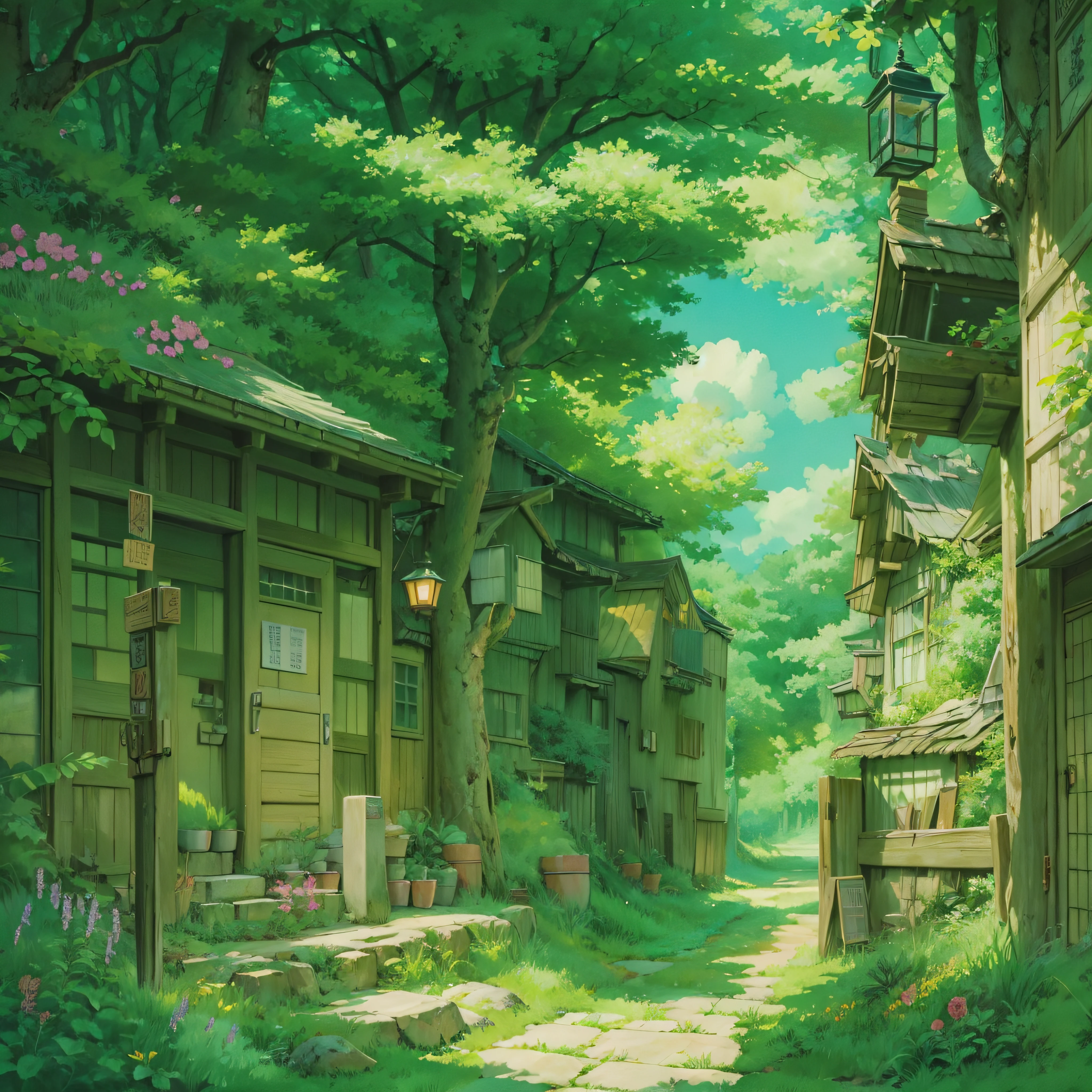 animesque、Background art、Beautiful Landscapes、Deities々Shikai、Natural objects、Studio Ghibli style、You can feel the feel of the brush、