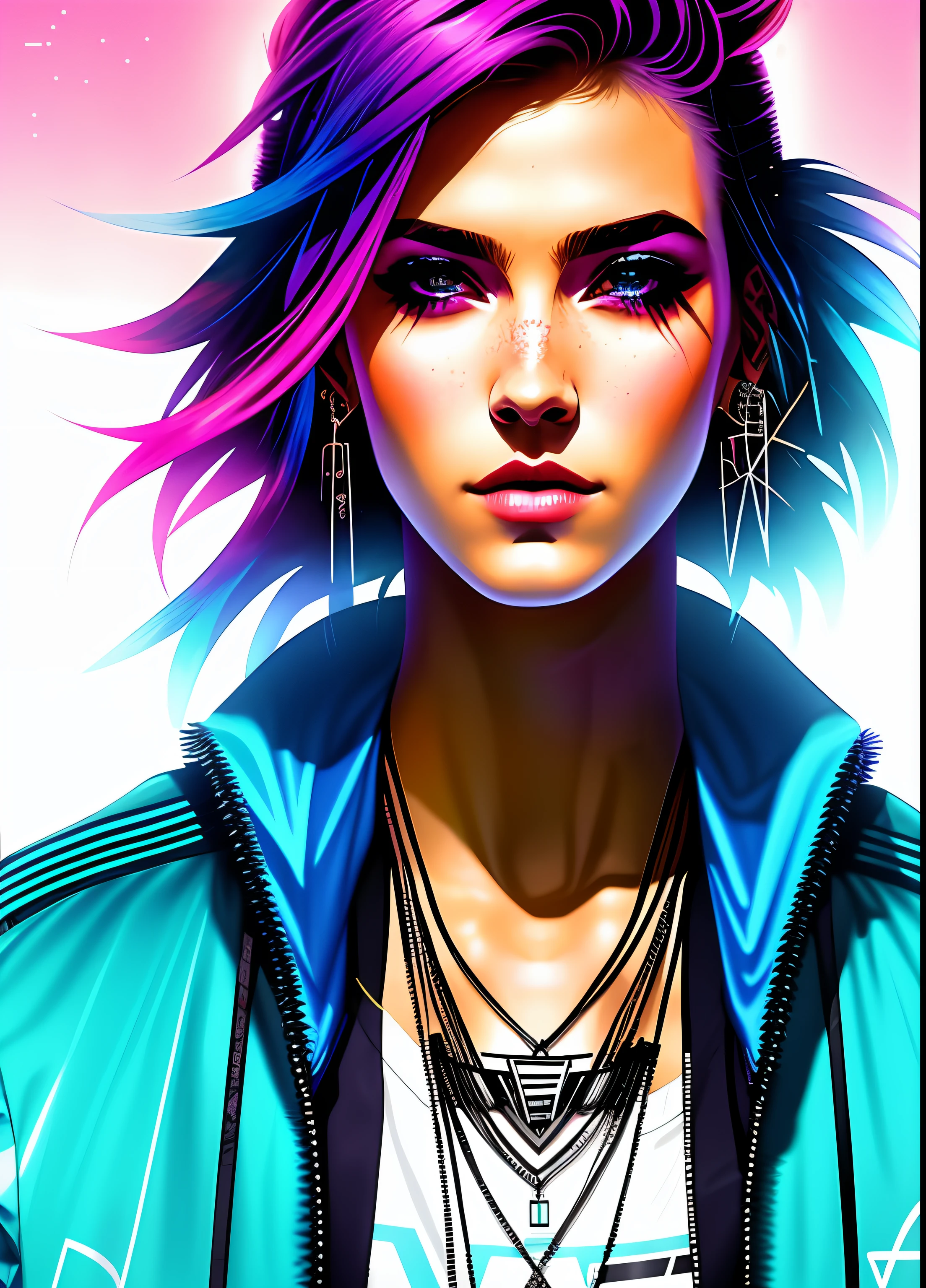 swpunk estilo synthwavea punk rock superstar a mais bela mulher do mundo, confianta, Dancing. cantando, numa discoteca, por agnes cecile, design luminoso, Cores neon, gotejamentos de tinta, Cyberpunk Cidade Noturna