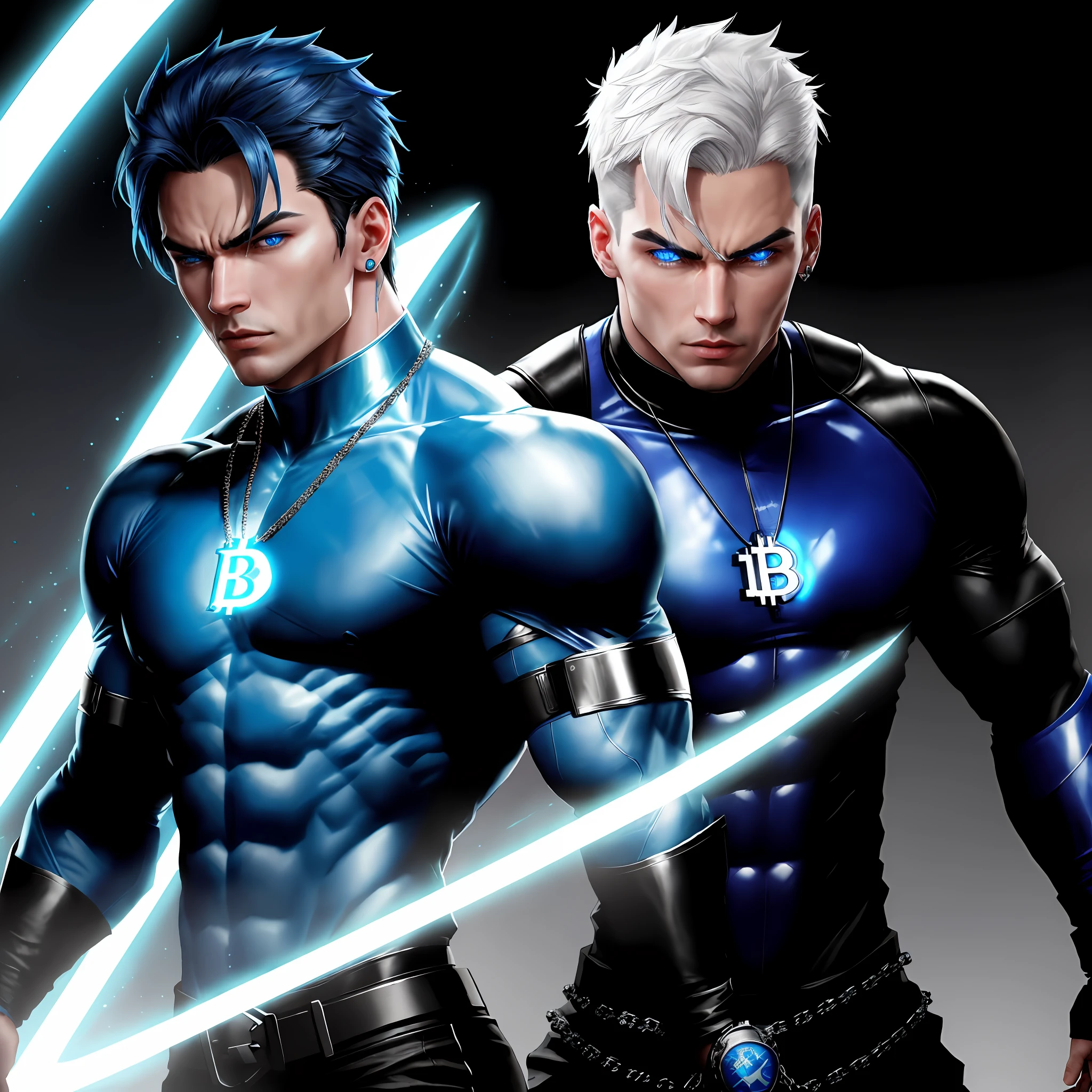 The iconic Sub Zero, with his pale skin and piercing blue eyes, sports a bitcoin necklace around his neck, adding a modern twist to your already imposing look. His realistic appearance is portrayed to perfection, destacando cada detalhe de sua armadura azul brilhante e seu rosto frio e determinado. The bitcoin necklace adds an element of wealth and power to your persona, showing that he is a master of both combat and the digital world.