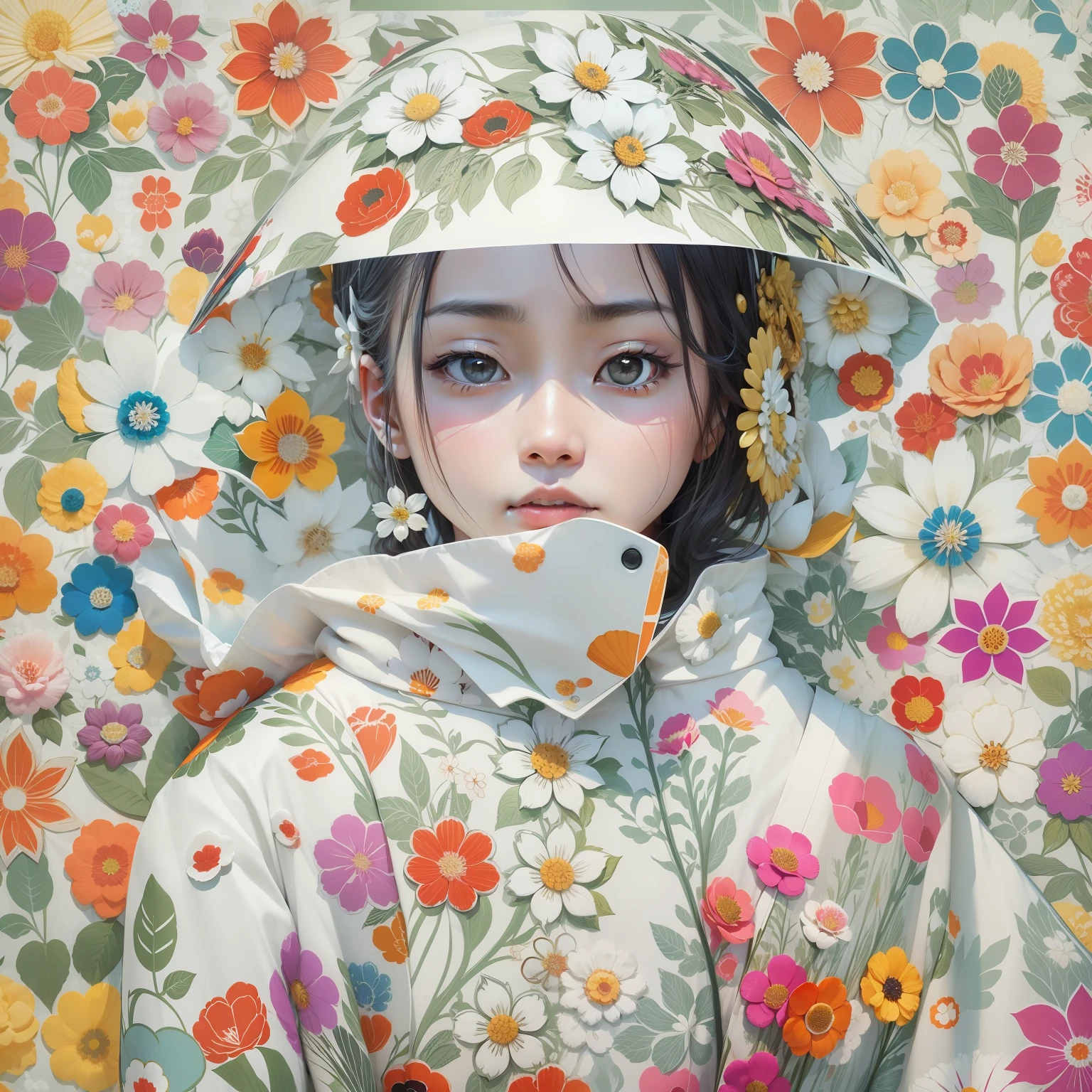 Japan style、Screen-to-screen、appearance々Petals、In various white colors、pop-art 、We don't need people
