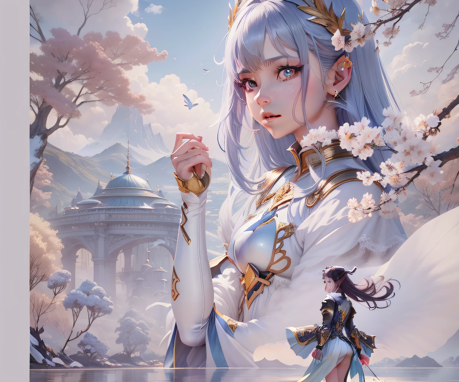Anime - imagem de estilo de uma mulher com cabelos brancos e asas, menina do cavaleiro do anjo, 2. 5 d cgi anime fantasia arte, arte de anime digital detalhada, rossdraws global illumination, anime fantasy illustration, Artgerm. High detail, Ross Tran 8 K, Artgerm extremamente detalhado, portrait knights of zodiac girl, Modelo IG | Artgerm --auto
