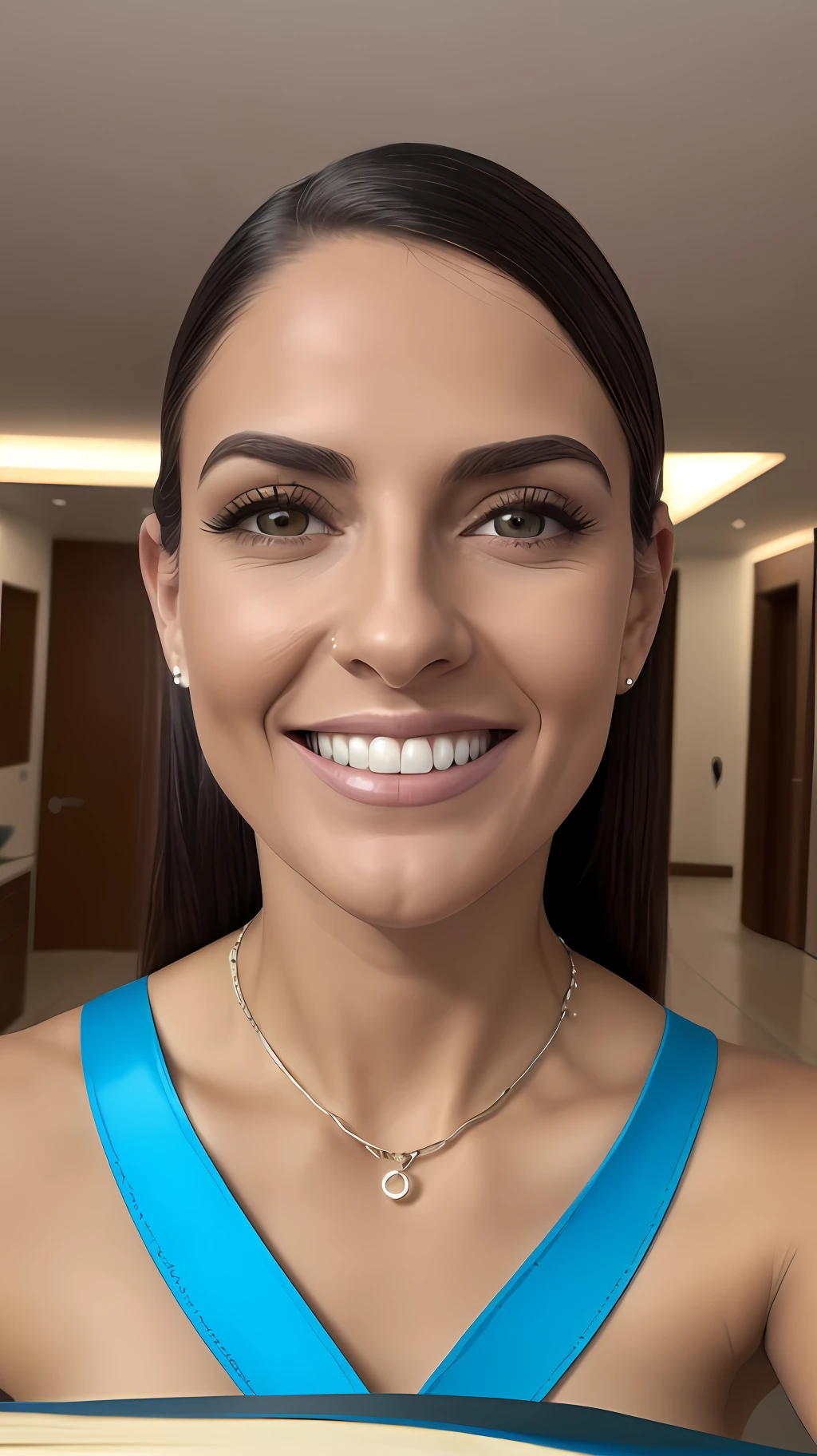 melhor qualidade, obra-prima, Foto realista, 8k, 4k, Extrema Repisoução, Ultra High Reflooring, dynamic  lighting, real lighting, Soniadiamond, dia, joalheria, Olhando_em_visualizador, colar, ao ar livre, heaven, piso, mas, Ieme, dentes, superior_corpo, Selfie, Micro thin strap top, em um barco luxuoso
